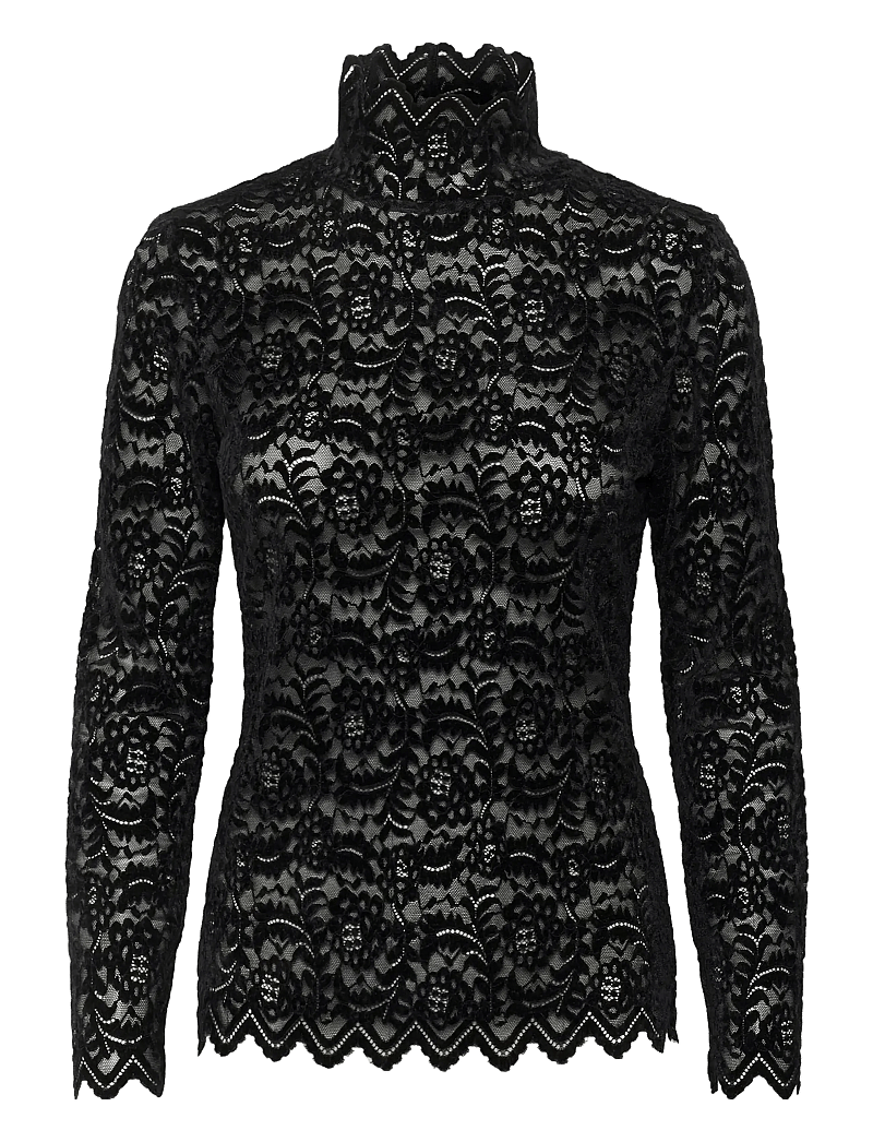 Soaked in Luxury - SLSable Mockneck Tee - polotröjor - black - 1