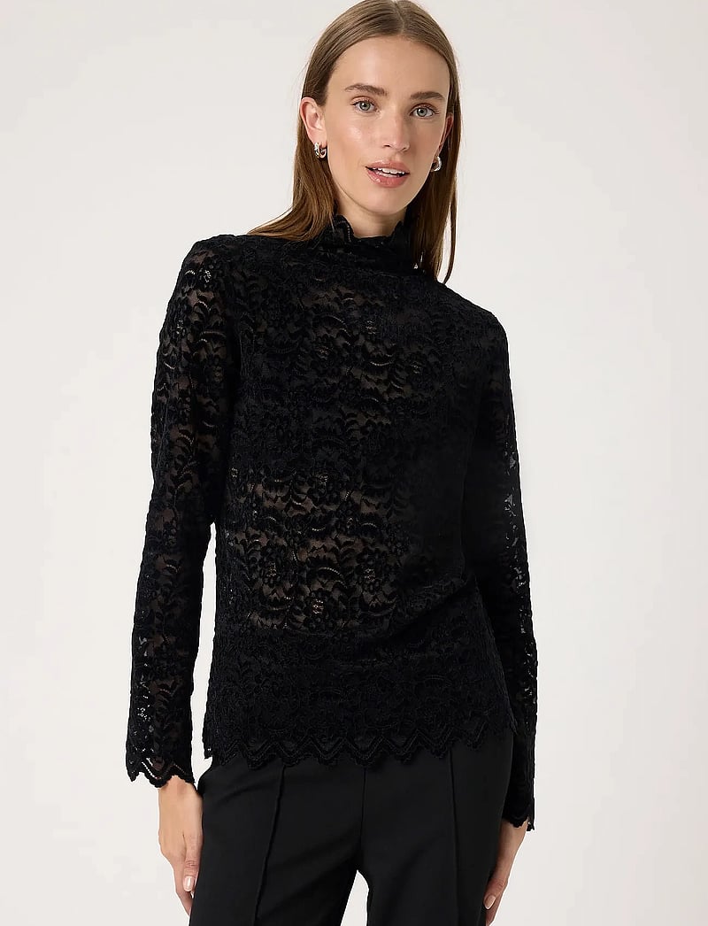 Soaked in Luxury - SLSable Mockneck Tee - polotröjor - black - 0