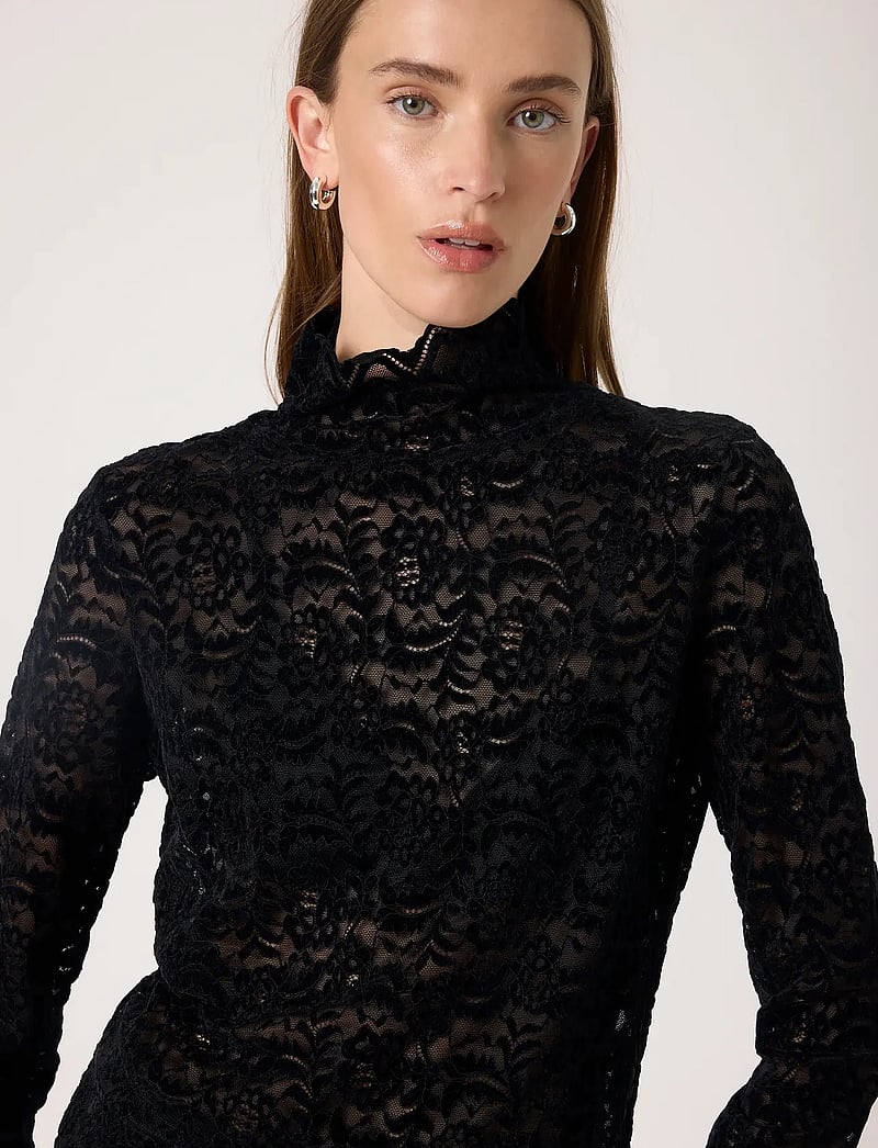 Soaked in Luxury - SLSable Mockneck Tee - polotröjor - black - 5