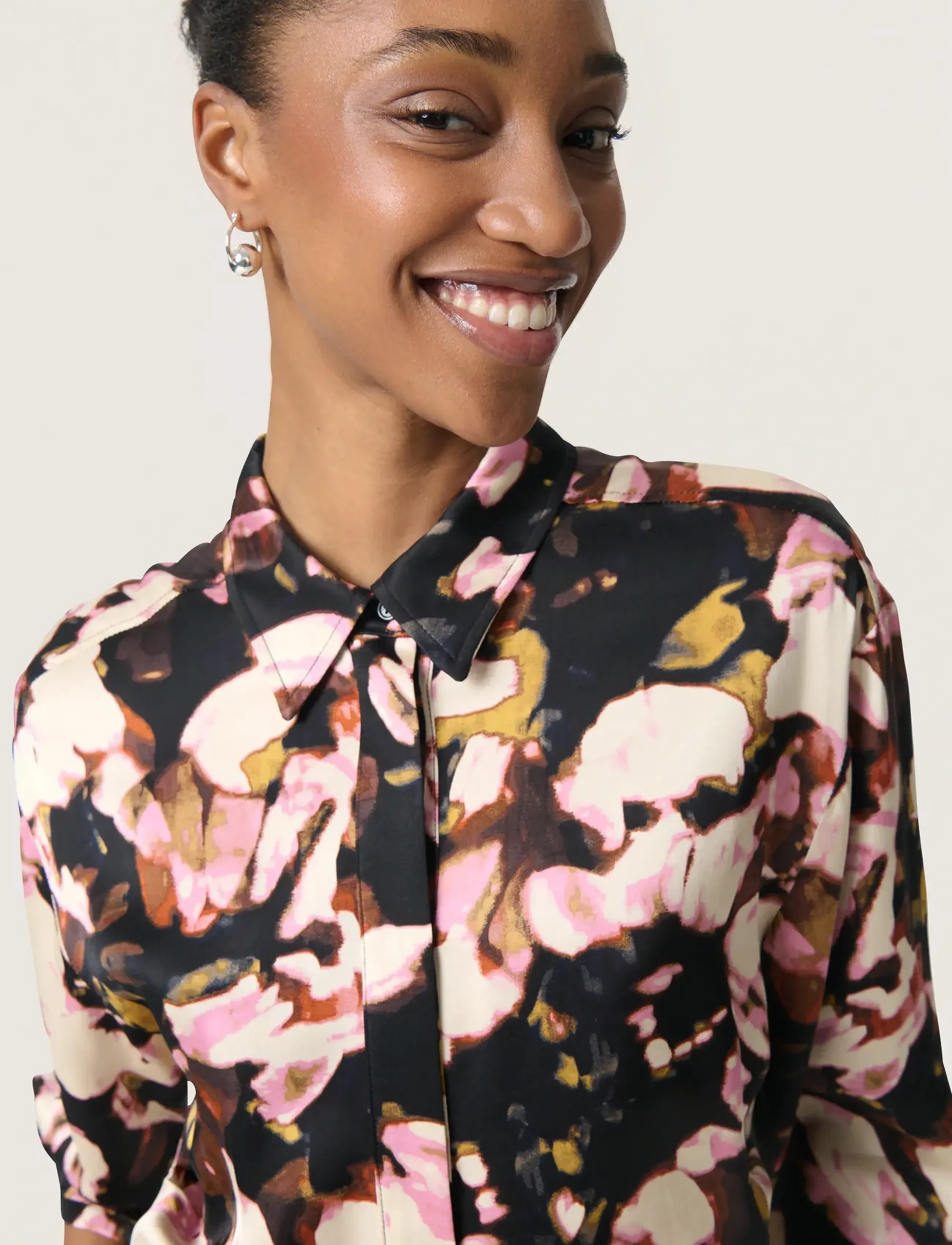 Soaked - SLCinna Elly Shirt SS - kurzärmlige hemden - chocolate autumn leaves - 5