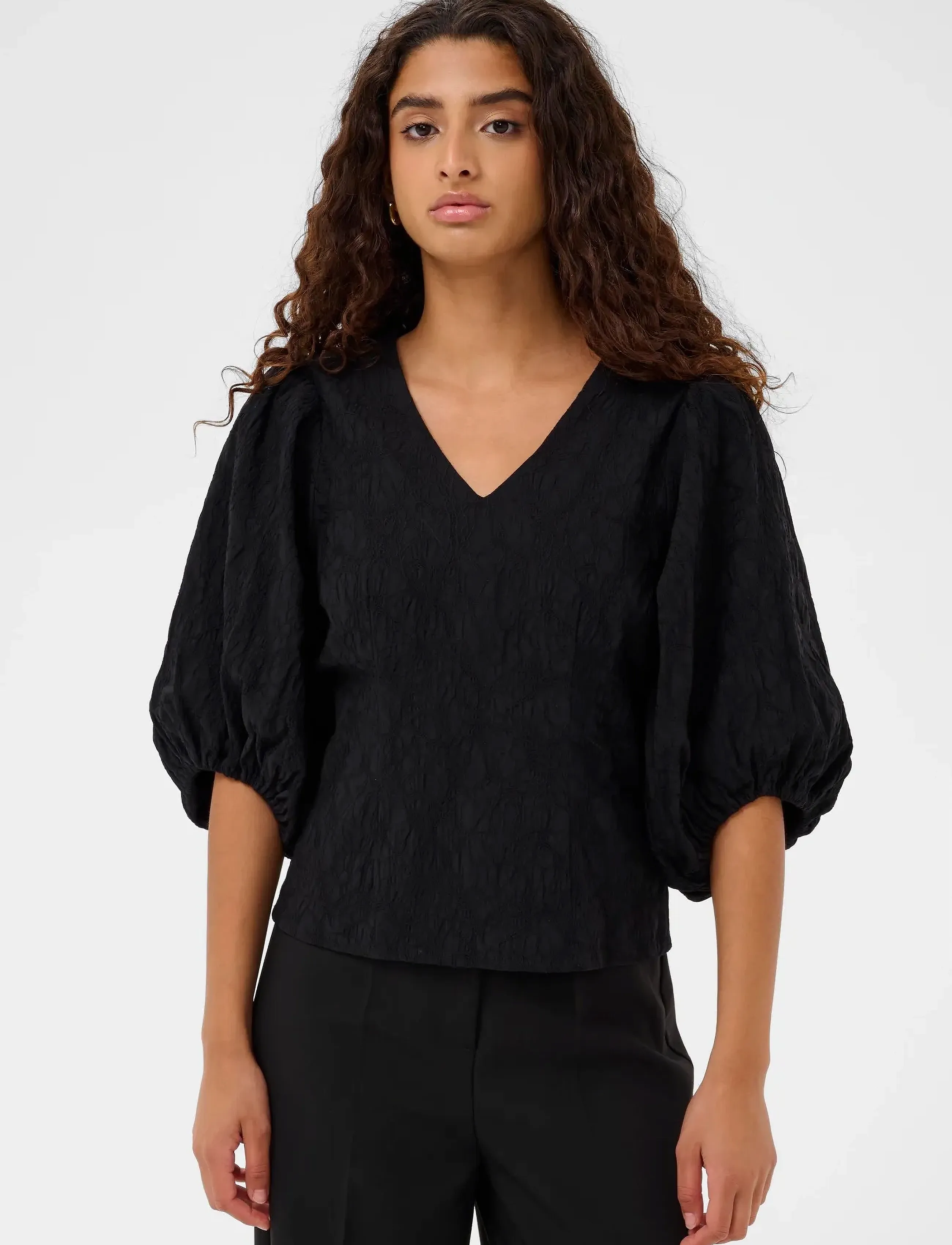 Soaked Slmaybel Blouse 3/4, M, Black, Bluser > Langærmede, Dame