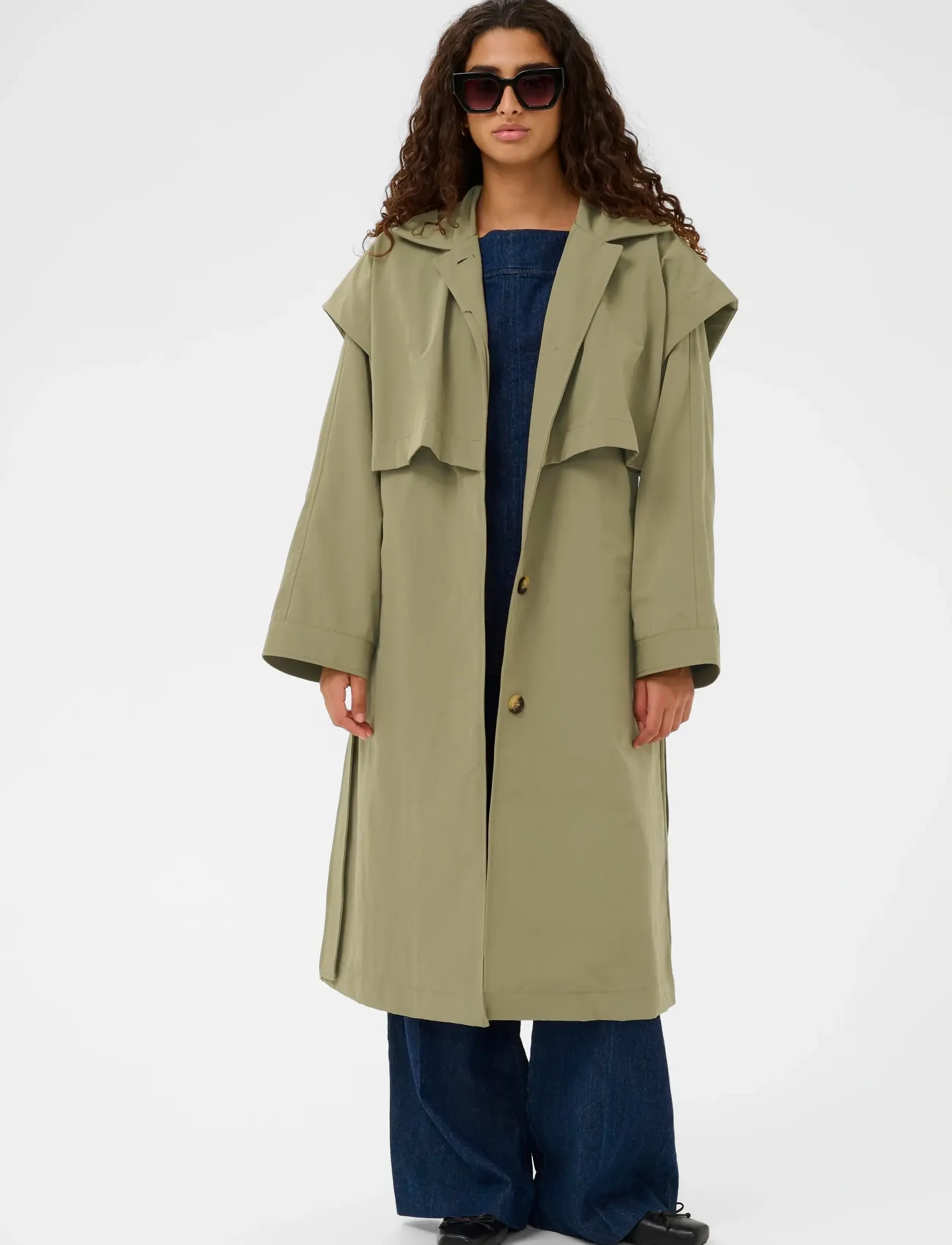 Soaked Slrowena Trench Coat, XL, Coats, Khakigrün - Frauen