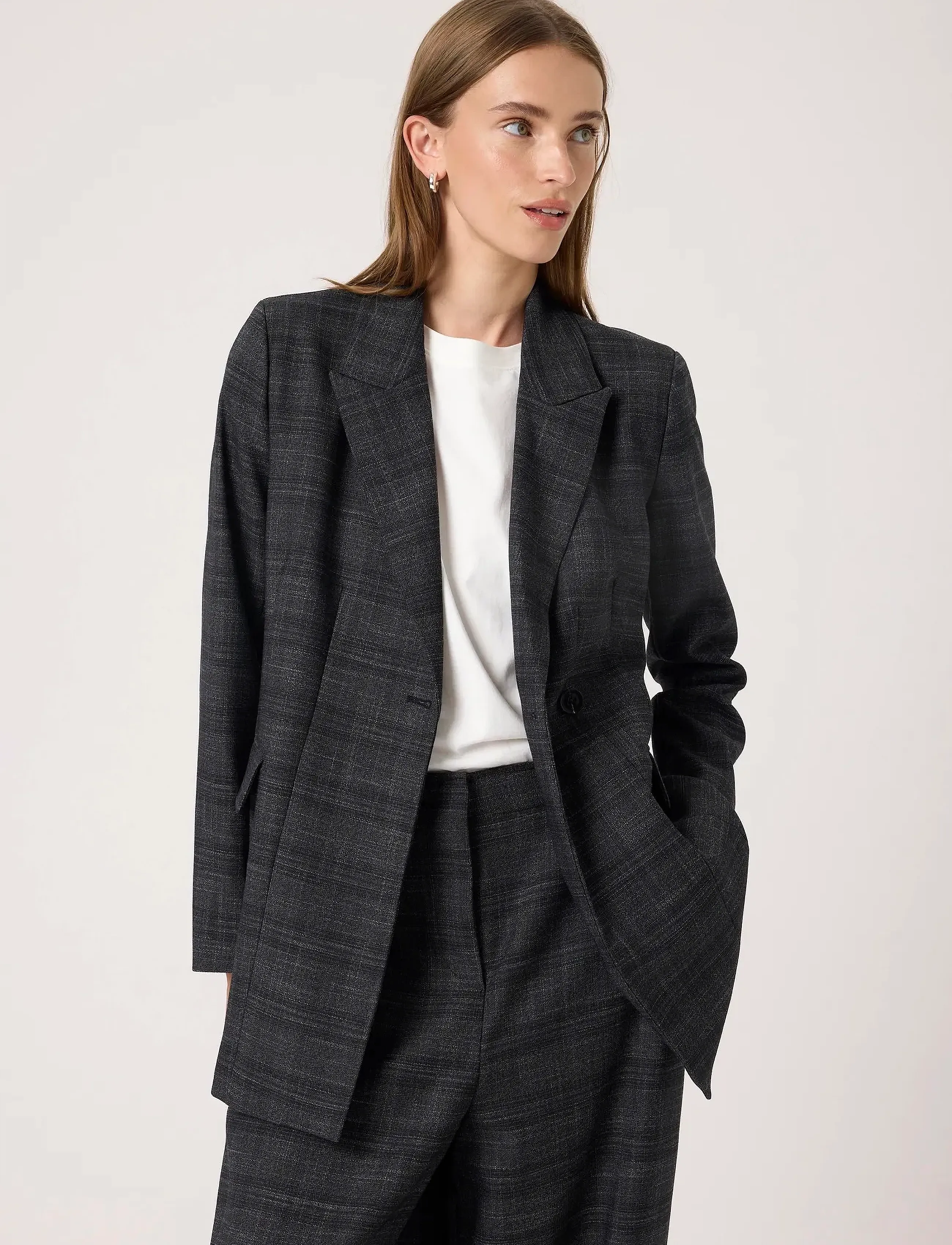 Soaked Slevonne Fitted Blazer, M, Grey, Blazere > Dobbeltradede Blazere, Dame