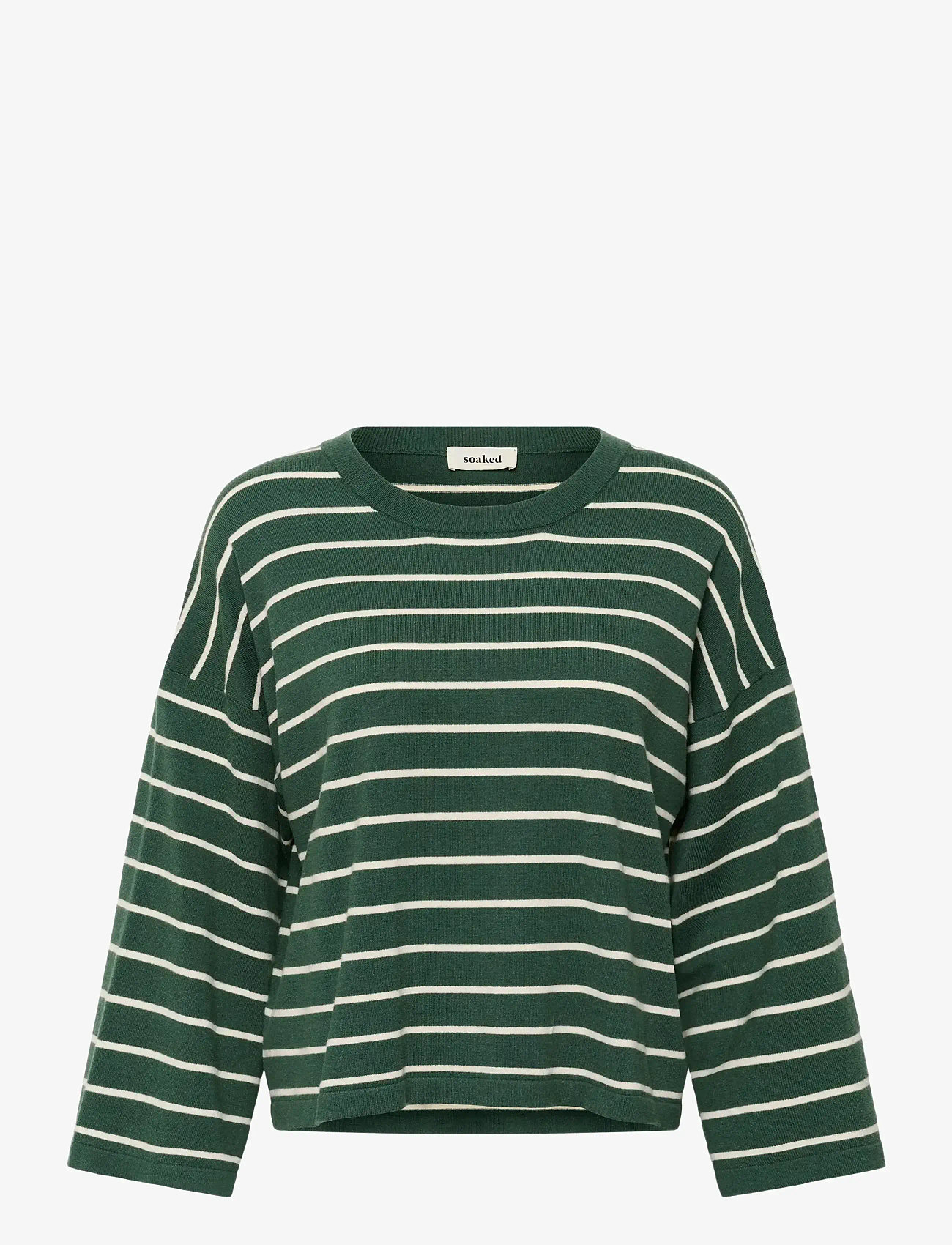 Soaked - SLSpina Boxy Pullover Cropped - pullover - trekking green w white stripe - 1
