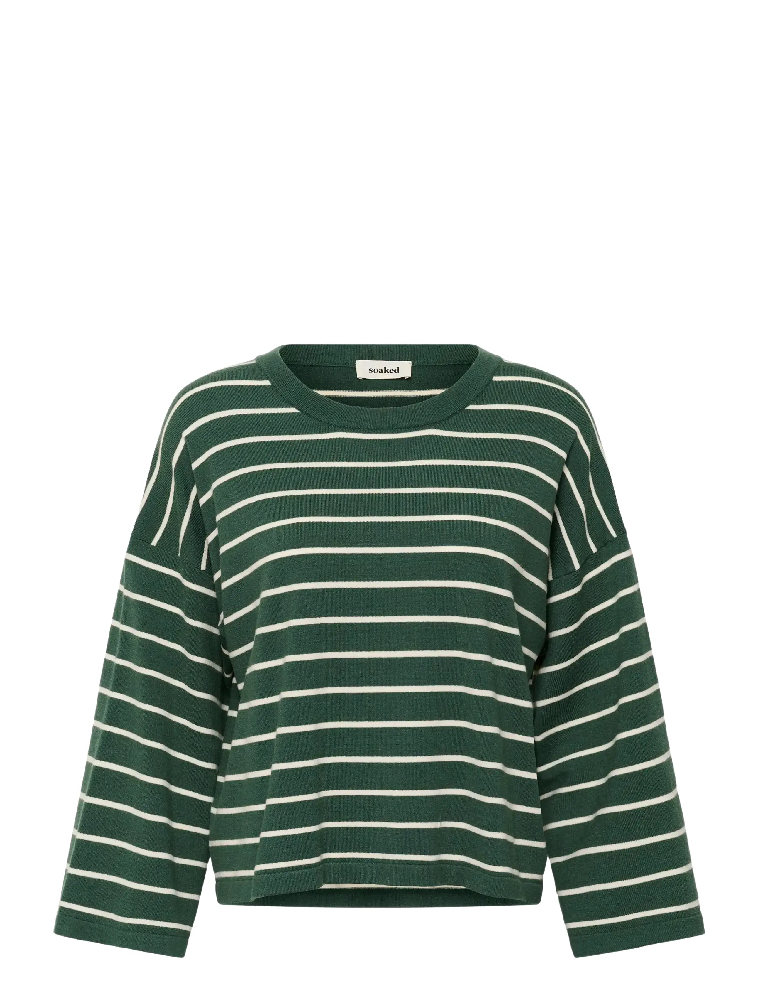 Soaked SLSpina Boxy Pullover Cropped - Söfn - TREKKING GREEN W WHITE STRIPE / multi