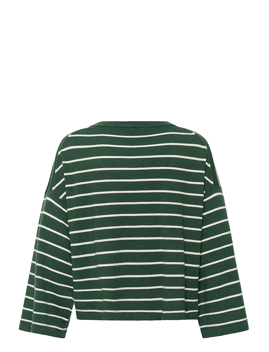 Soaked - SLSpina Boxy Pullover Cropped - striktrøjer - trekking green w white stripe - 2