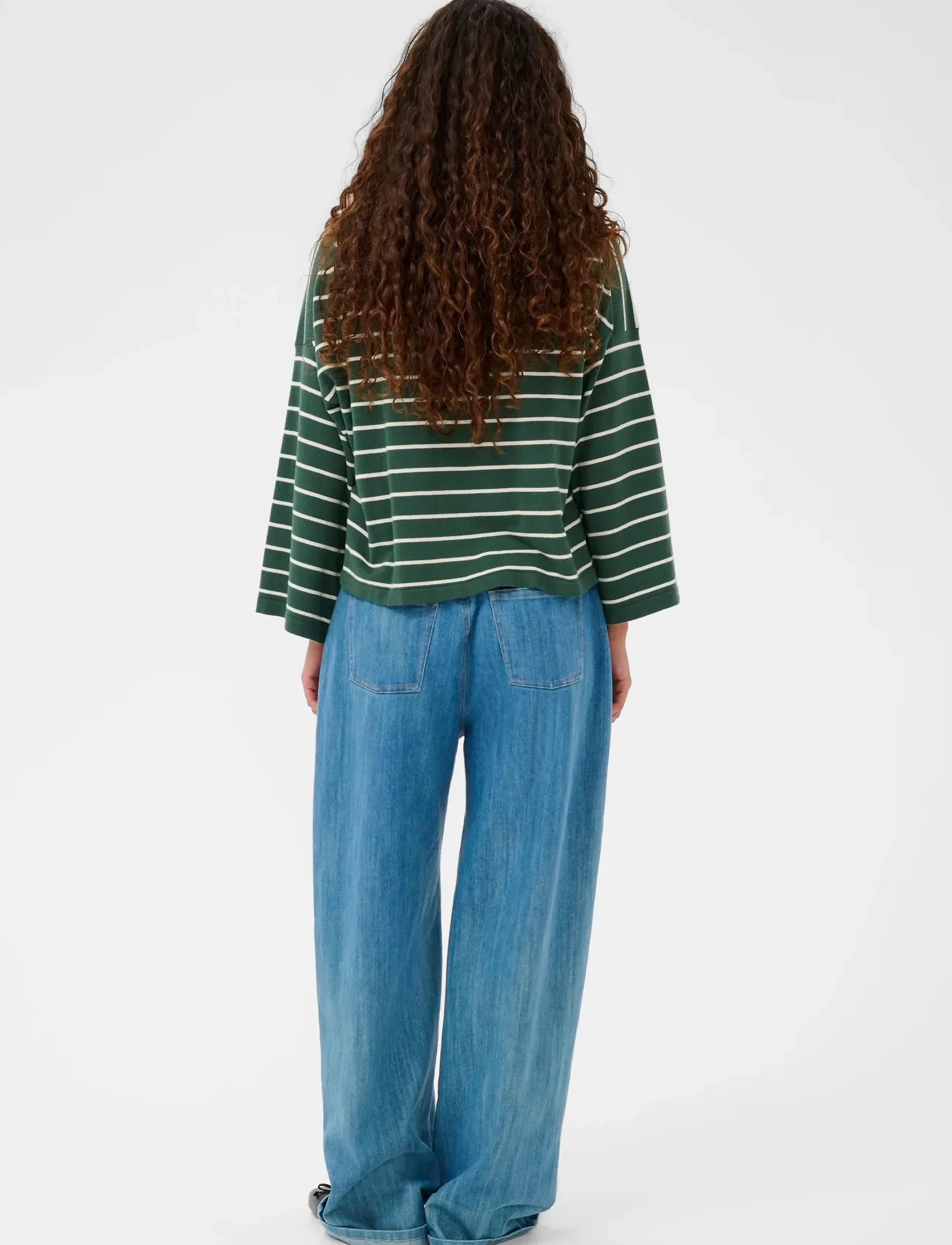 Soaked - SLSpina Boxy Pullover Cropped - laveste priser - trekking green w white stripe - 4