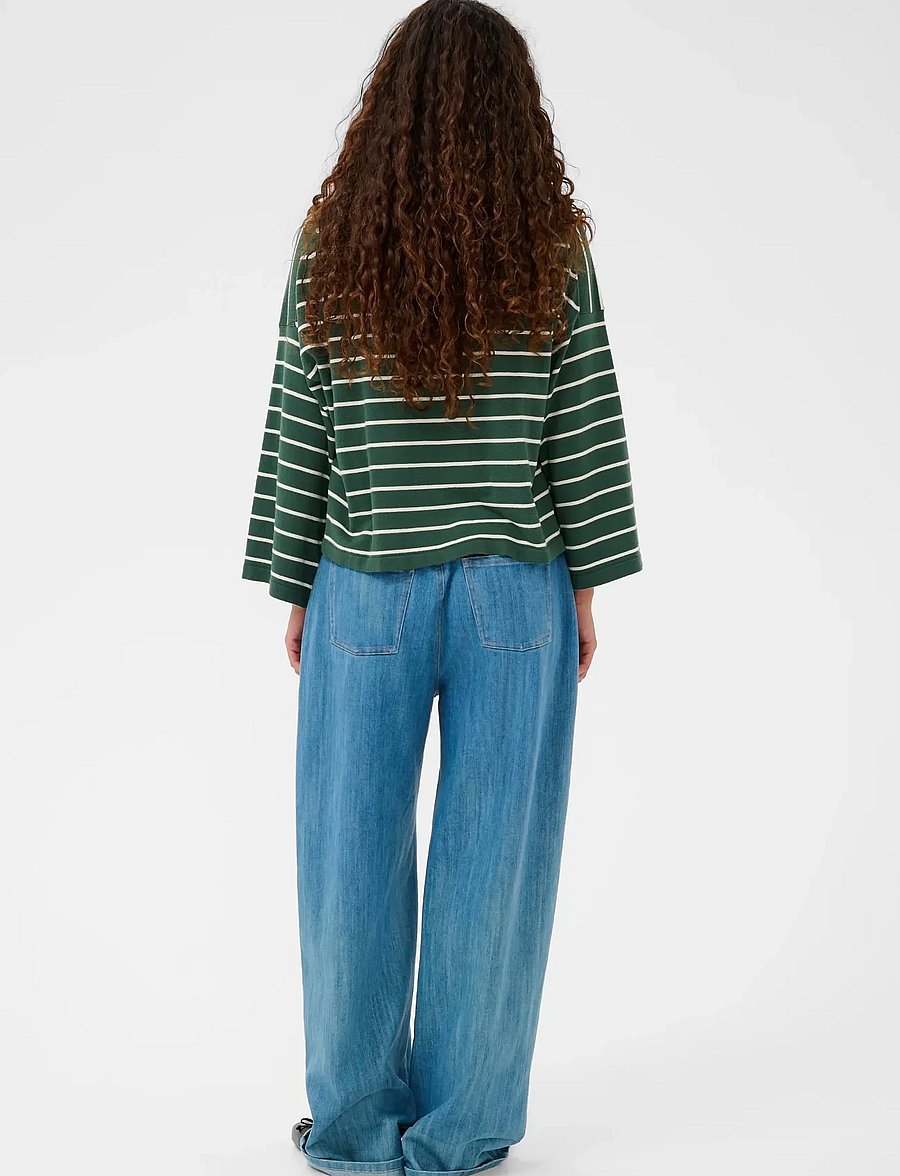Soaked - SLSpina Boxy Pullover Cropped - striktrøjer - trekking green w white stripe - 4