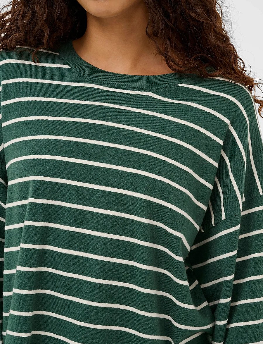 Soaked - SLSpina Boxy Pullover Cropped - striktrøjer - trekking green w white stripe - 5