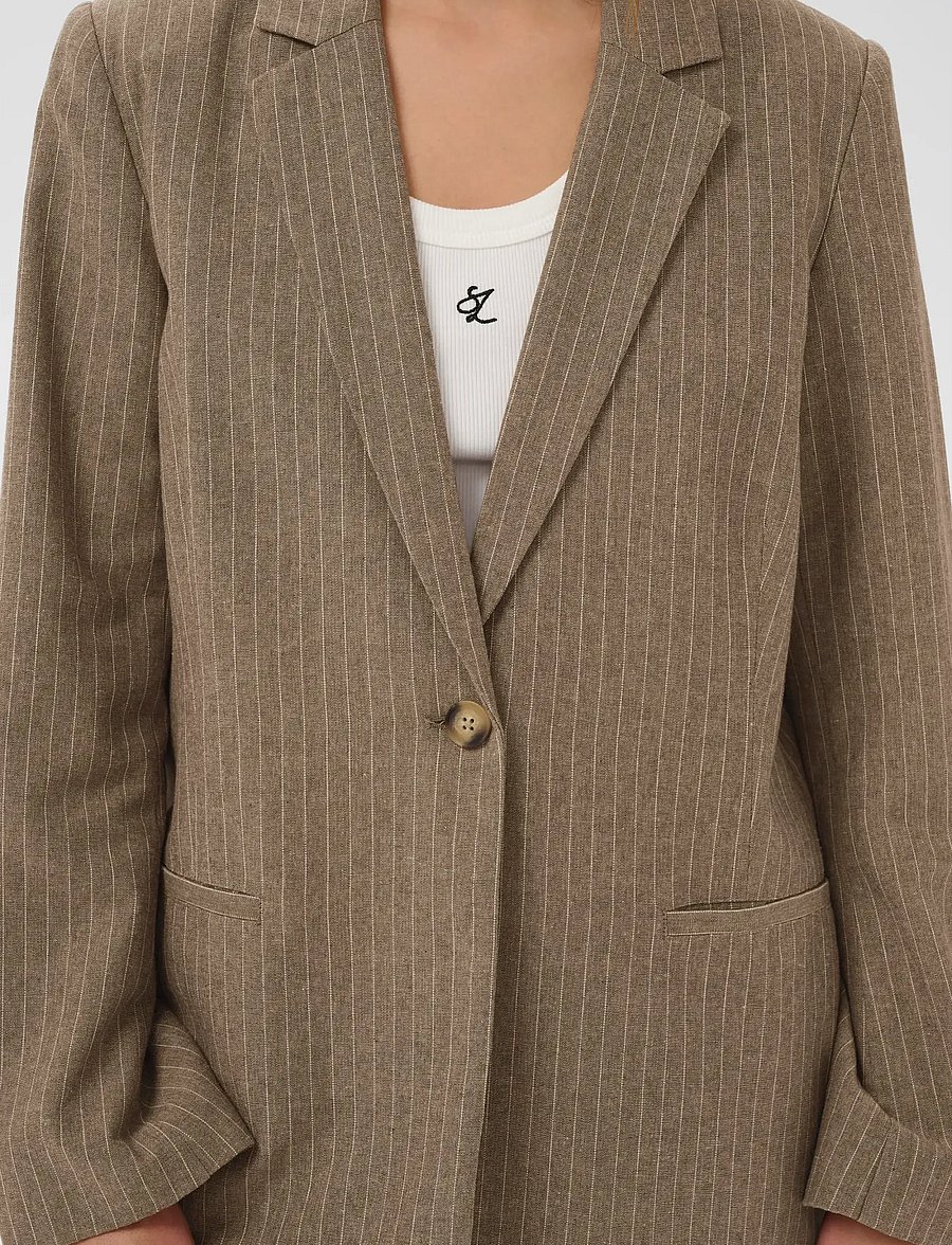 Soaked - SLGinevra Blazer - einreihige blazer - cappucino pin stripe - 5