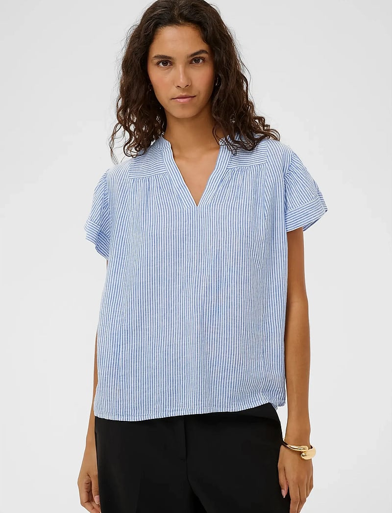 Soaked in Luxury - SLAria Blouse - kurzämlige blusen - regatta and white stripe - 5