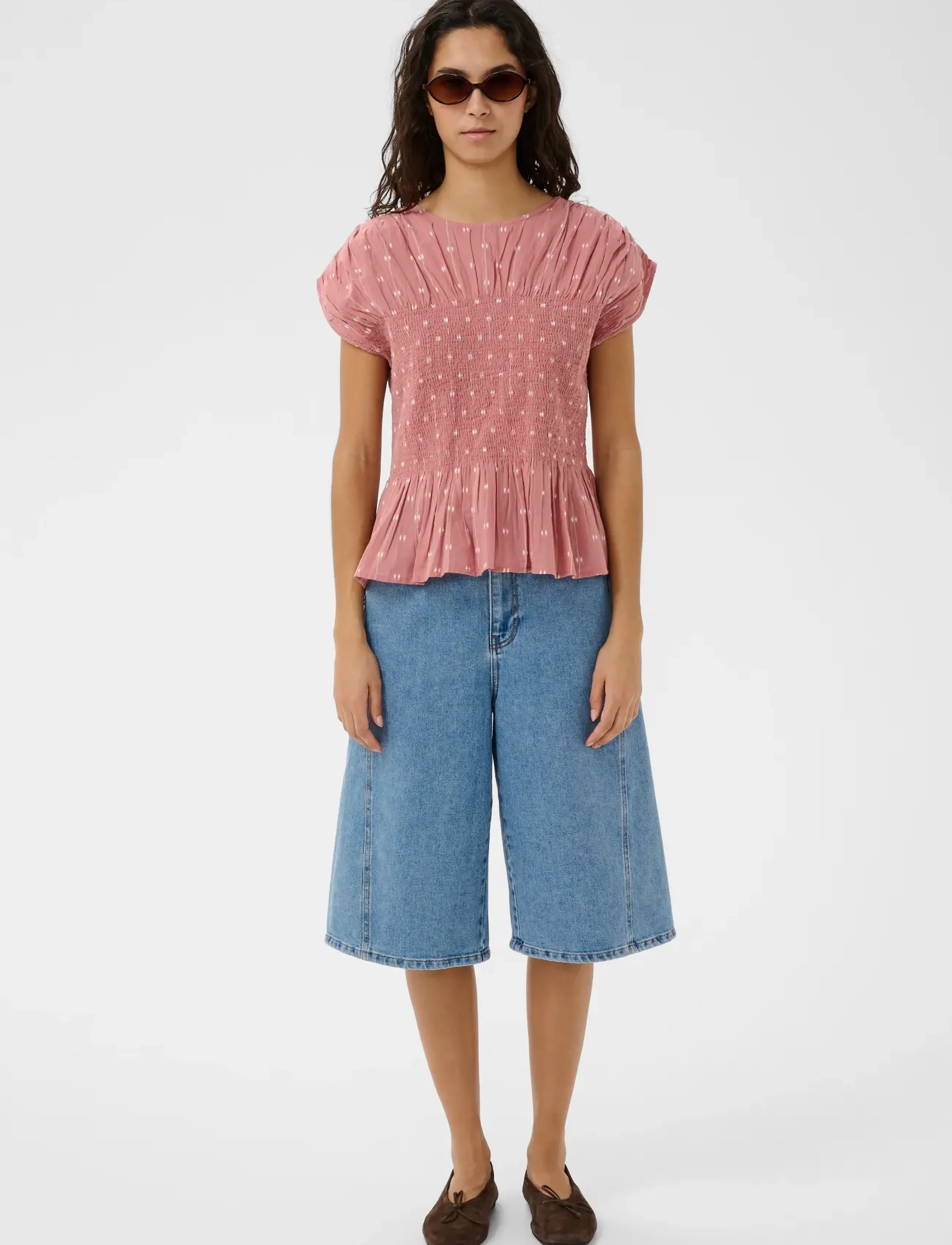 Soaked - SLAmelie Blouse - kortærmede bluser - ash rose with white dobby - 3