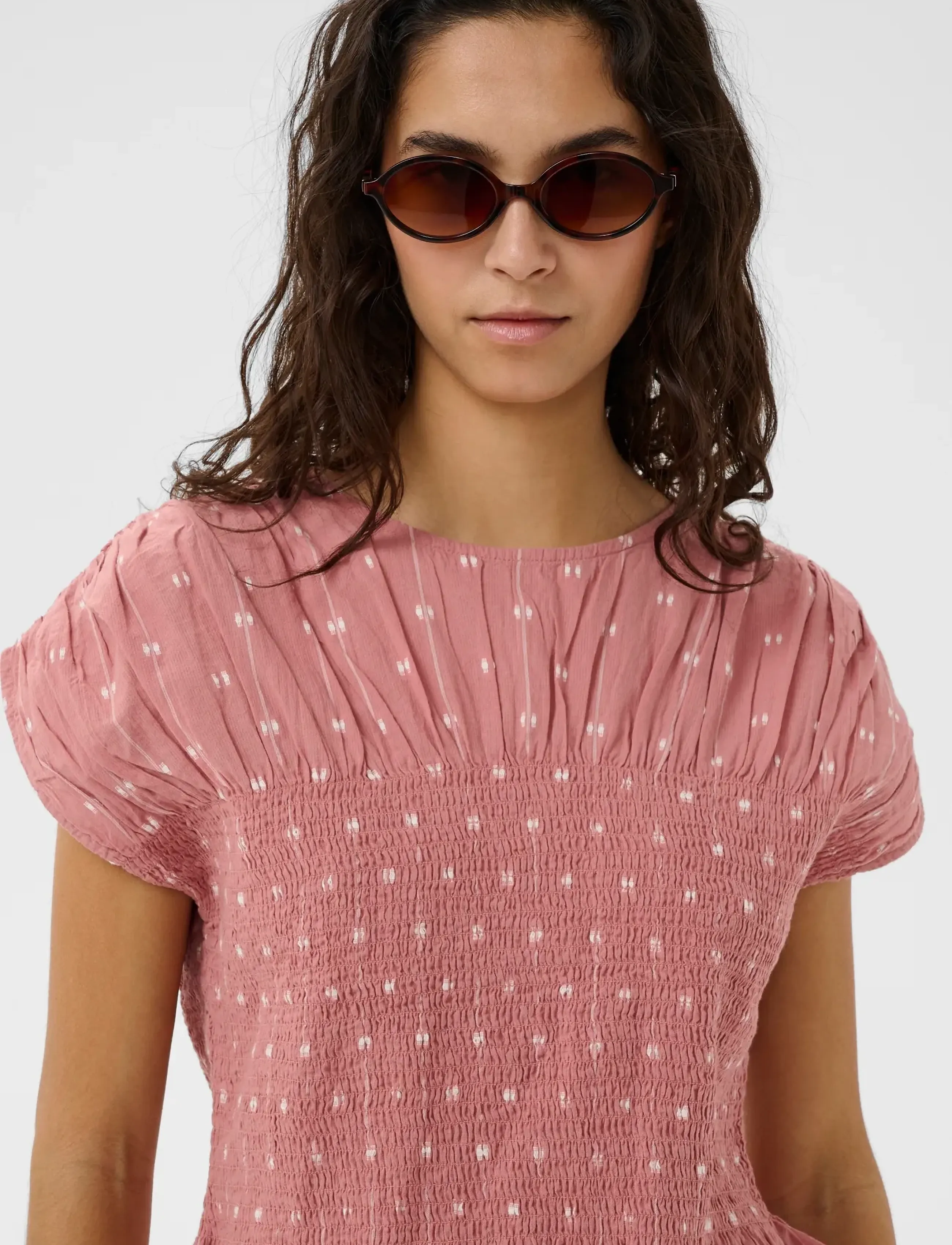 Soaked - SLAmelie Blouse - kortærmede bluser - ash rose with white dobby - 5