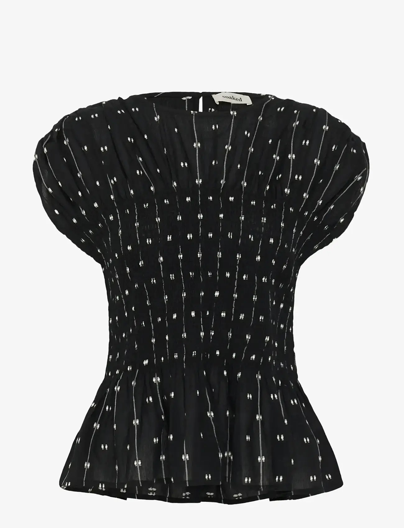 Soaked in Luxury - SLAmelie Blouse - lühikeste varrukatega pluusid - black w white dobby - 1