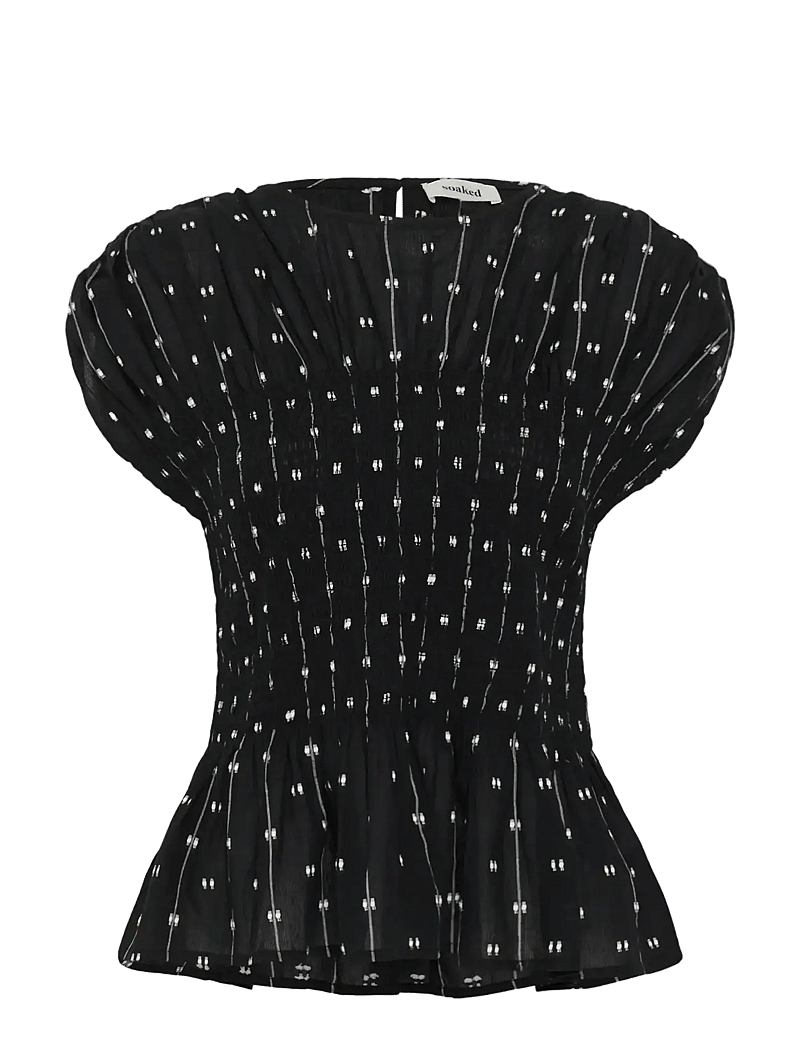 Soaked in Luxury - SLAmelie Blouse - lühikeste varrukatega pluusid - black w white dobby - 1