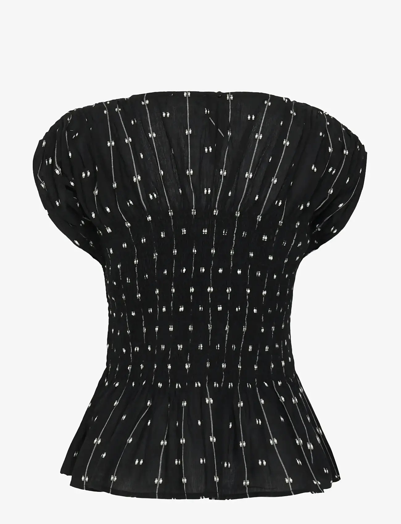 Soaked in Luxury - SLAmelie Blouse - lühikeste varrukatega pluusid - black w white dobby - 2