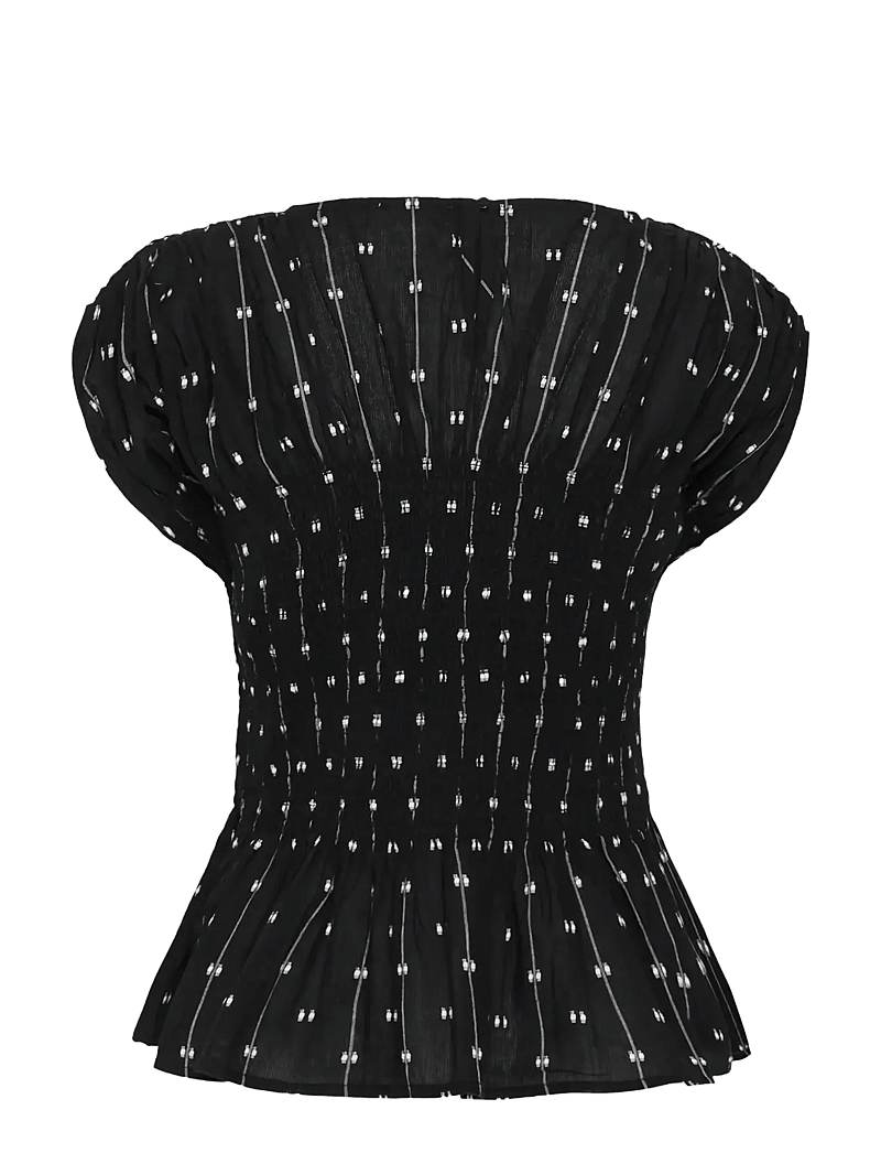 Soaked in Luxury - SLAmelie Blouse - lühikeste varrukatega pluusid - black w white dobby - 2