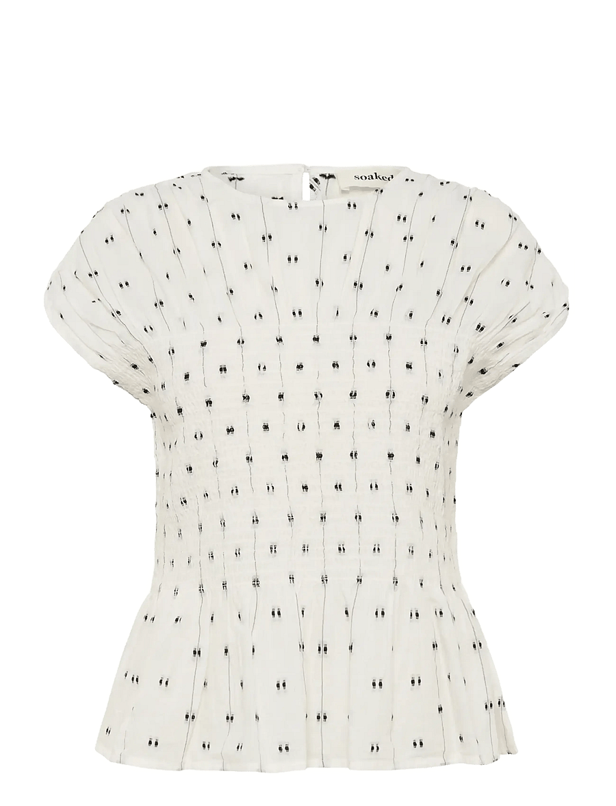 Soaked - SLAmelie Blouse - short-sleeved blouses - white w. black dobby - 1