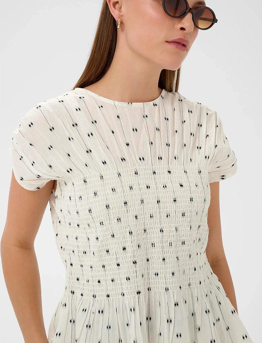 Soaked - SLAmelie Blouse - short-sleeved blouses - white w. black dobby - 5