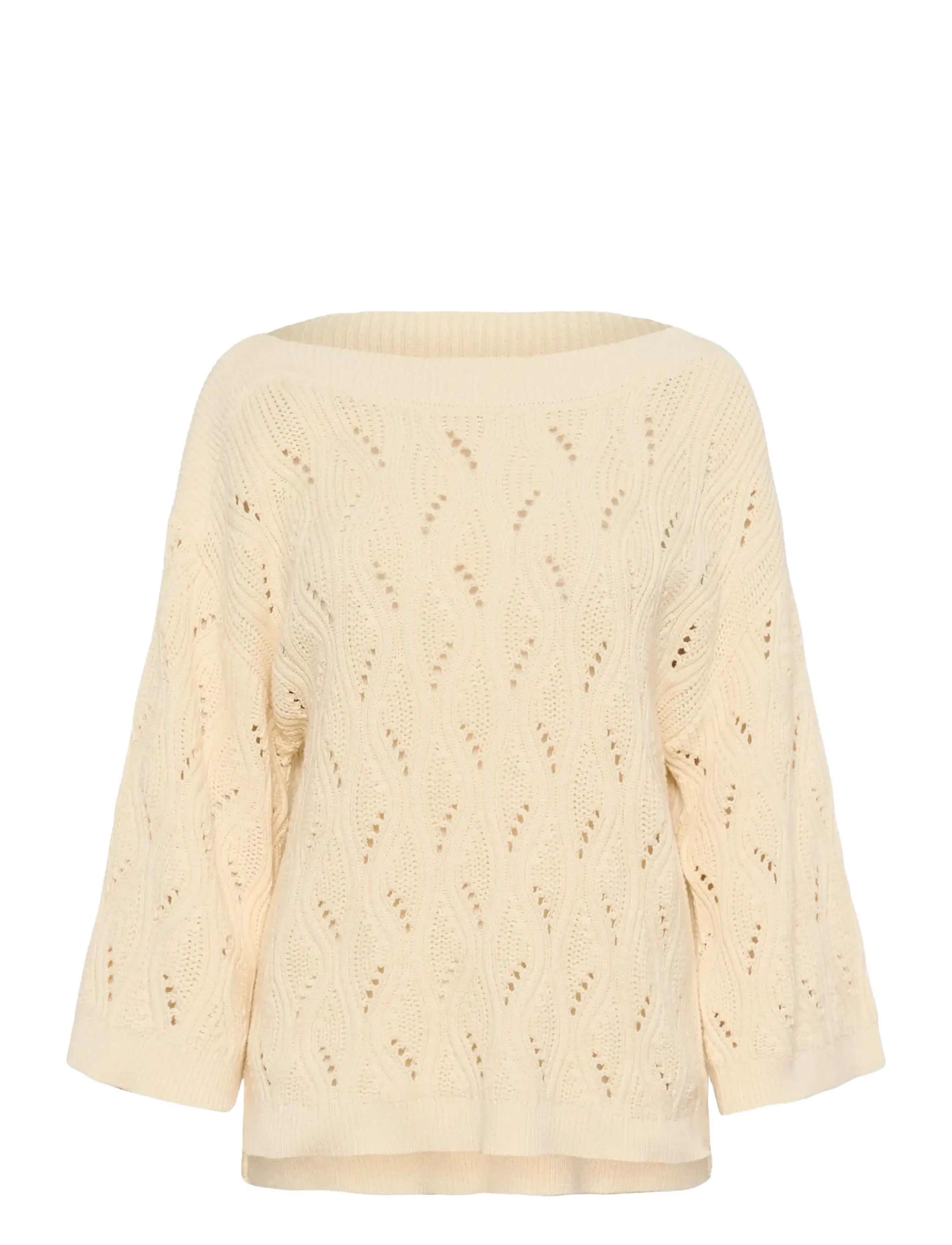 Soaked in Luxury SLRava Nanna Pullover 3/4 - Kläder - WHISPER WHITE / cream