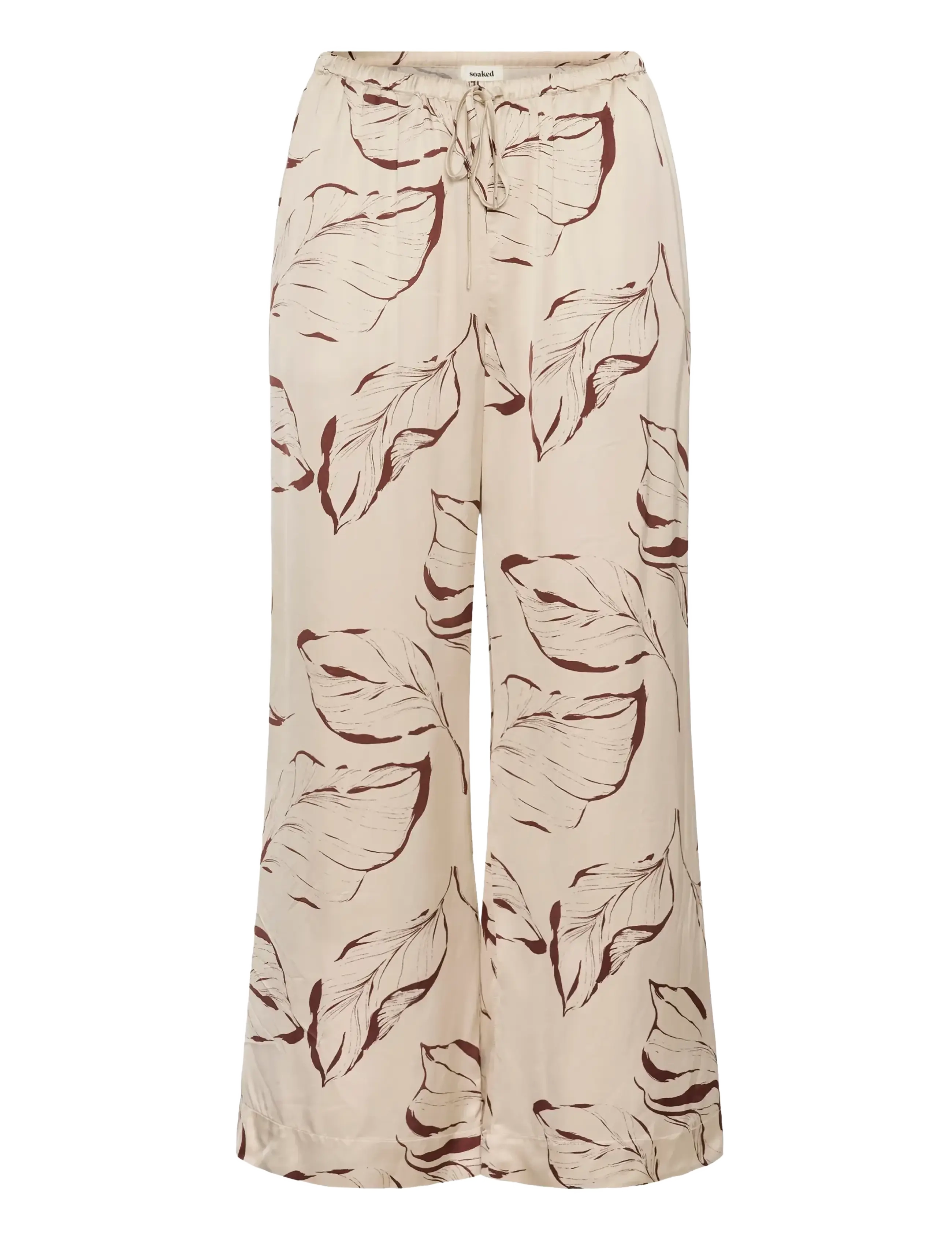 Soaked SLClero Flared Printed Pants - Soaked in Luxury - OATMEAL LEAVE PRINT / cream