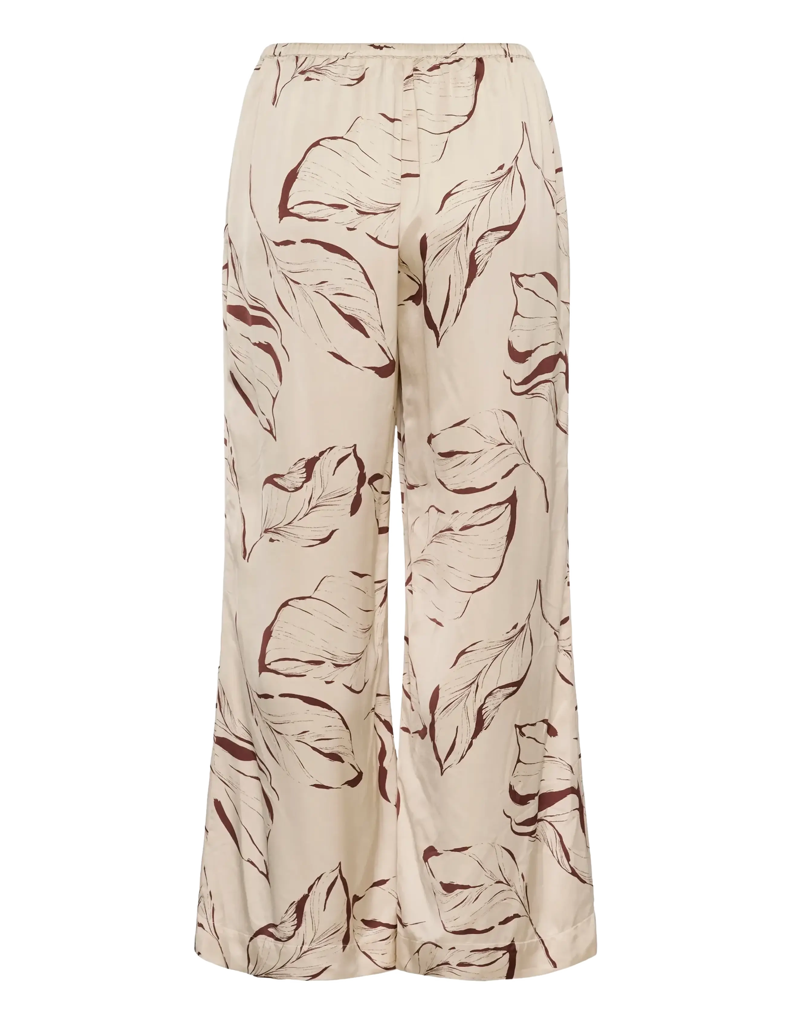 Soaked - SLClero Flared Printed Pants - hosen mit weitem bein - oatmeal leave print - 2