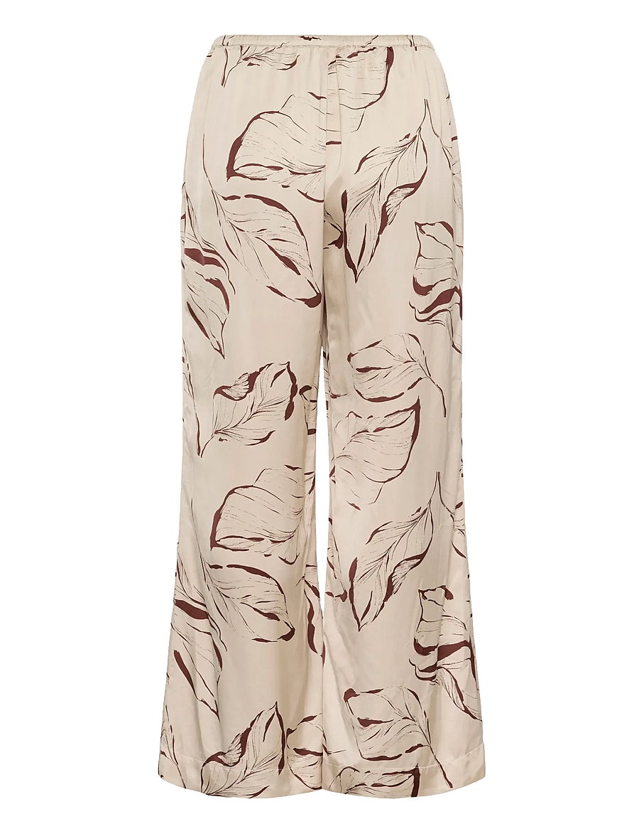 Soaked - SLClero Flared Printed Pants - hosen mit weitem bein - oatmeal leave print - 2