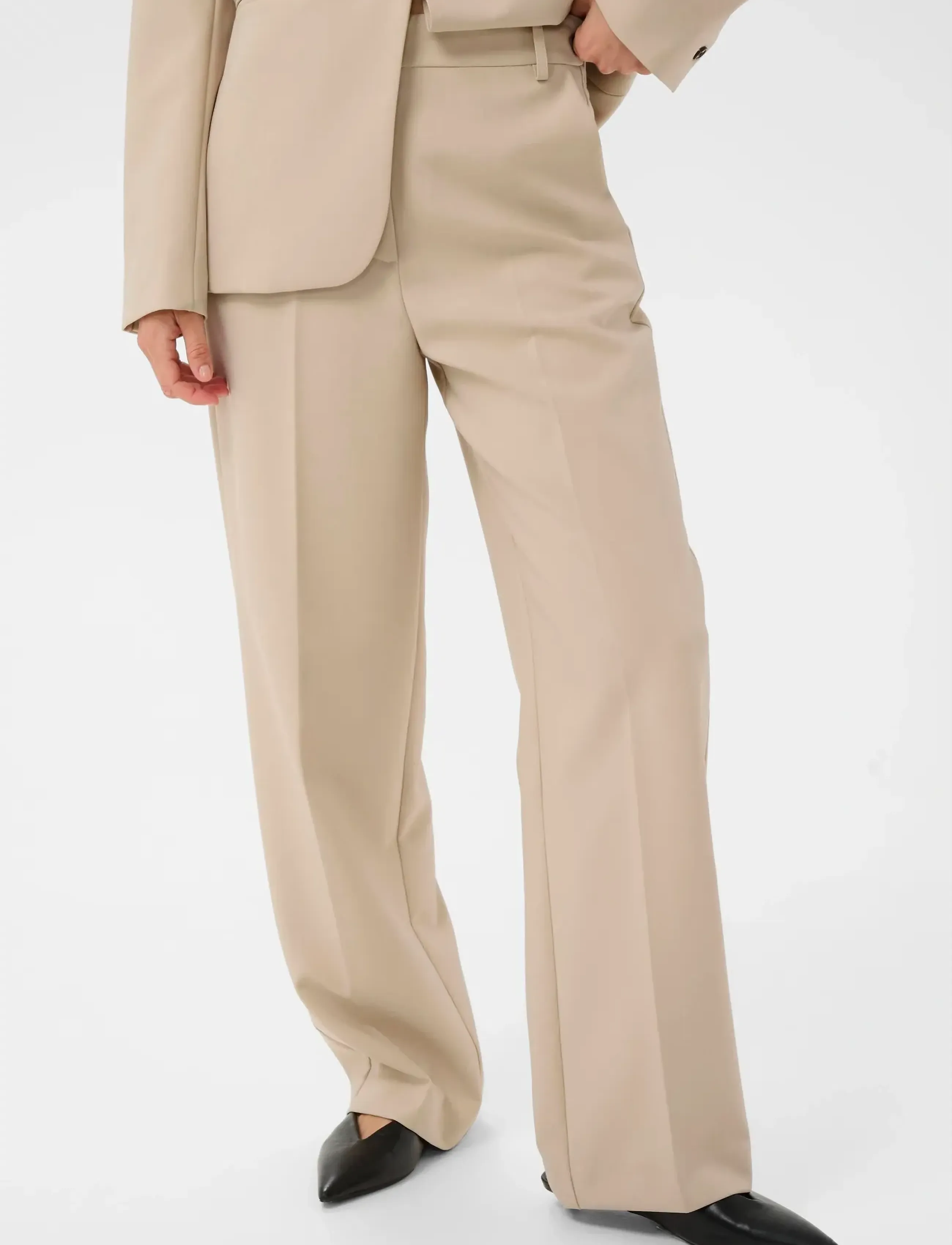 Soaked SLCorinne Suiting Pants - Transitional Layering - OATMEAL / beige