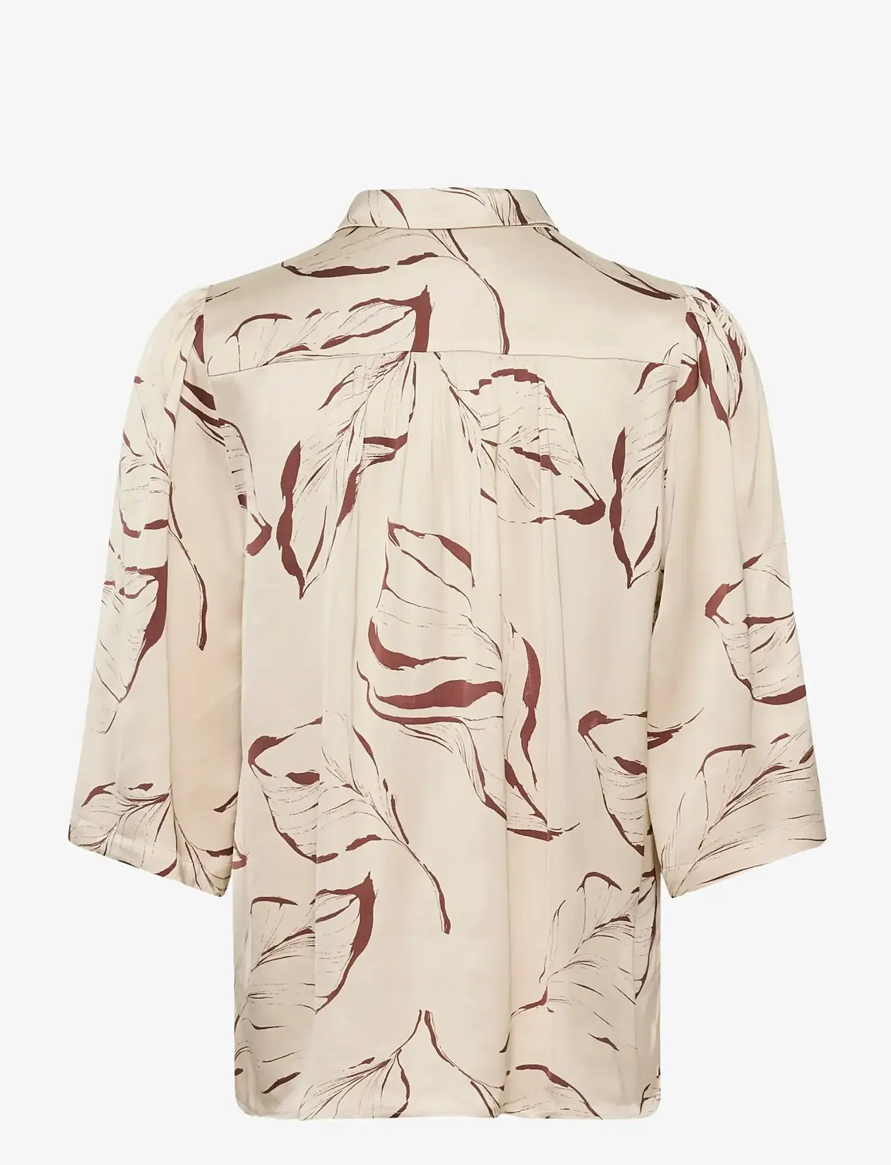 Soaked in Luxury - SLClero Printed Shirt SS - kortärmade skjortor - oatmeal leave print - 2