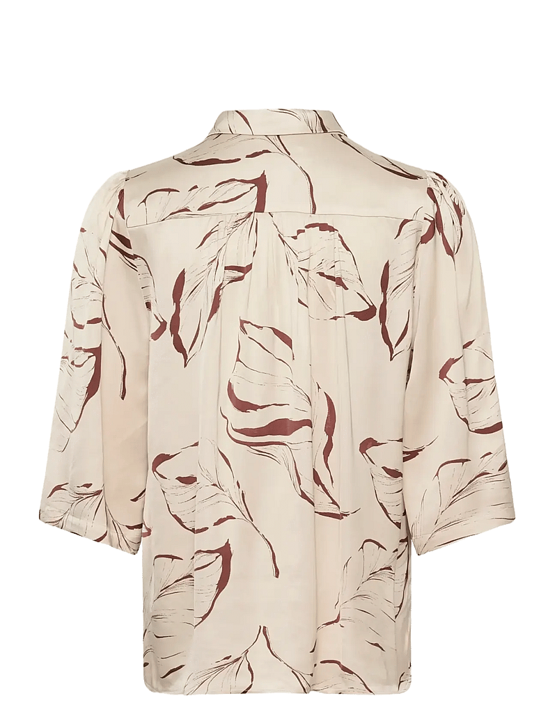 Soaked in Luxury - SLClero Printed Shirt SS - kortärmade skjortor - oatmeal leave print - 2