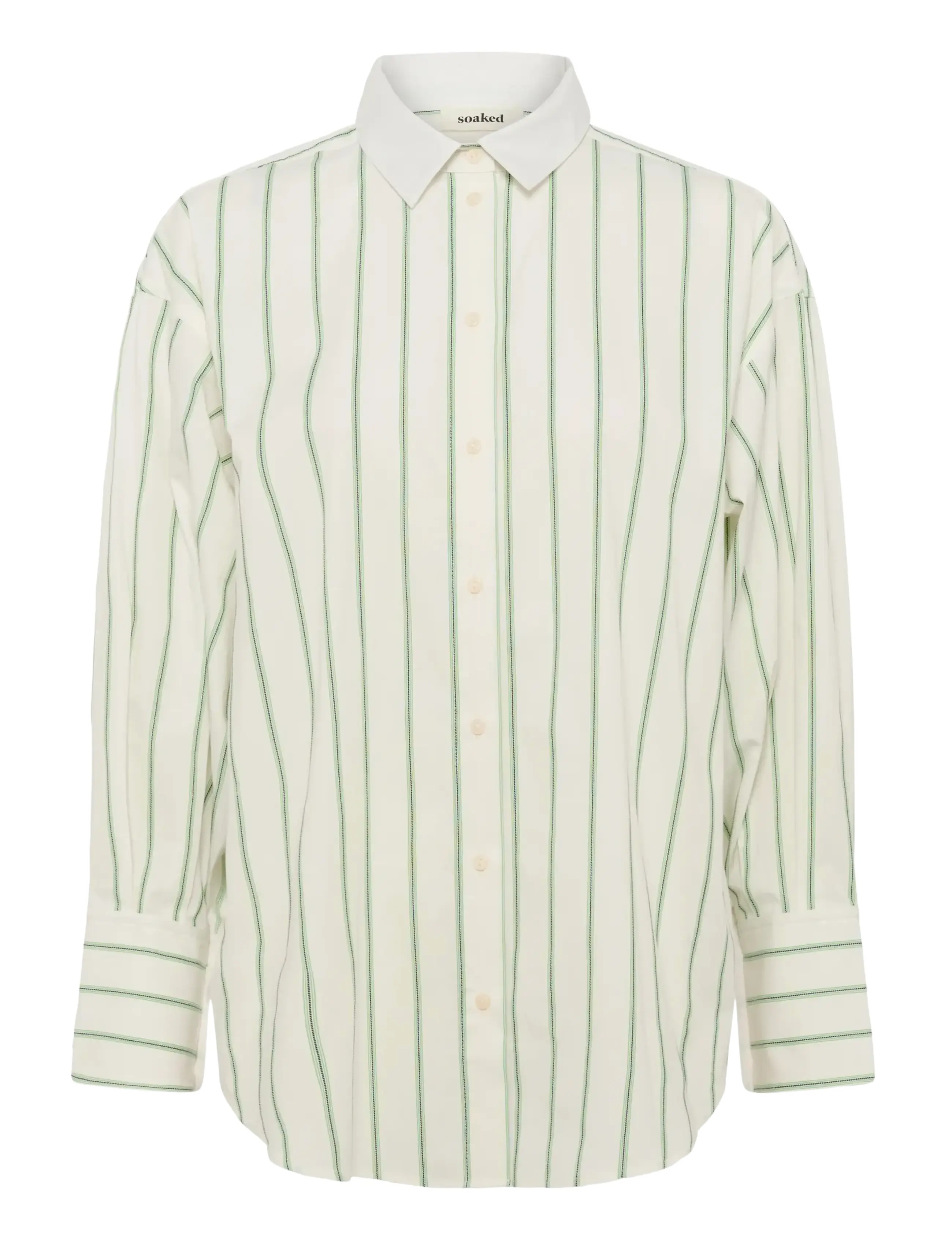 Soaked SLNoelle Striped Shirt - Transitional Layering - VIBRANT GREEN AND WHITE STRIPE / green