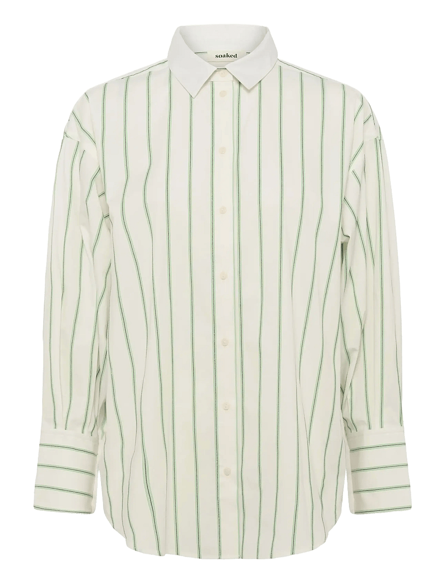 Soaked - SLNoelle Striped Shirt - langærmede skjorter - vibrant green and white stripe - 1