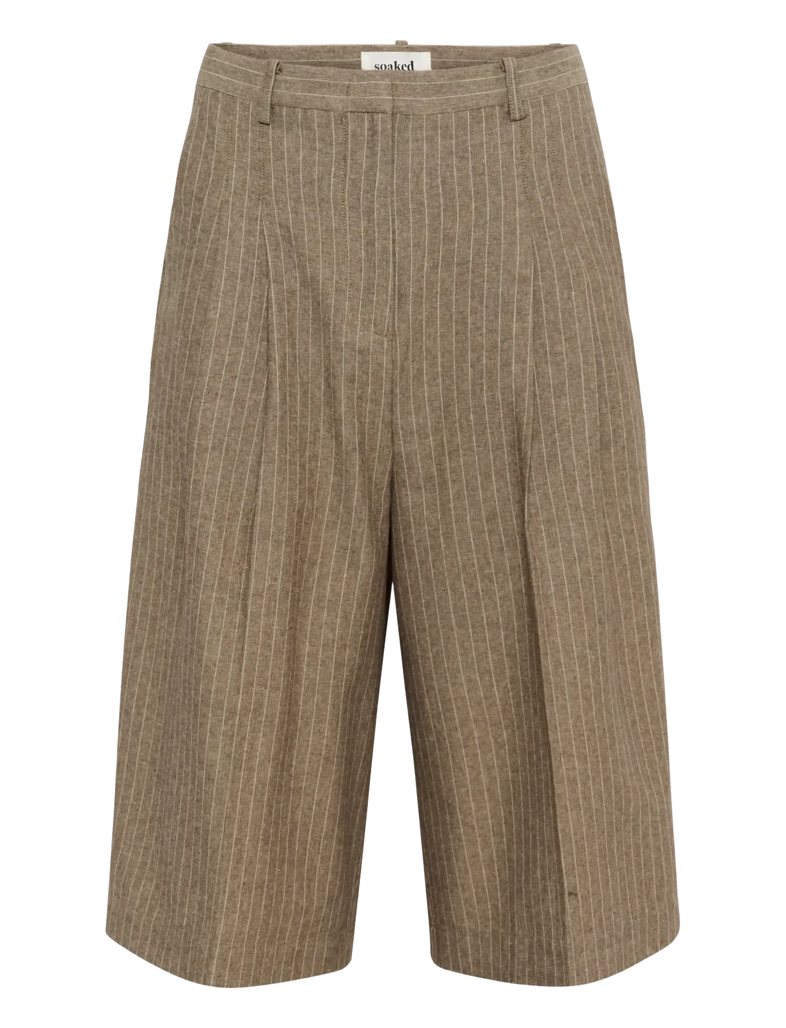 Soaked SLGinevra Malika Shorts - Bermudashorts - CAPPUCINO PIN STRIPE / brown