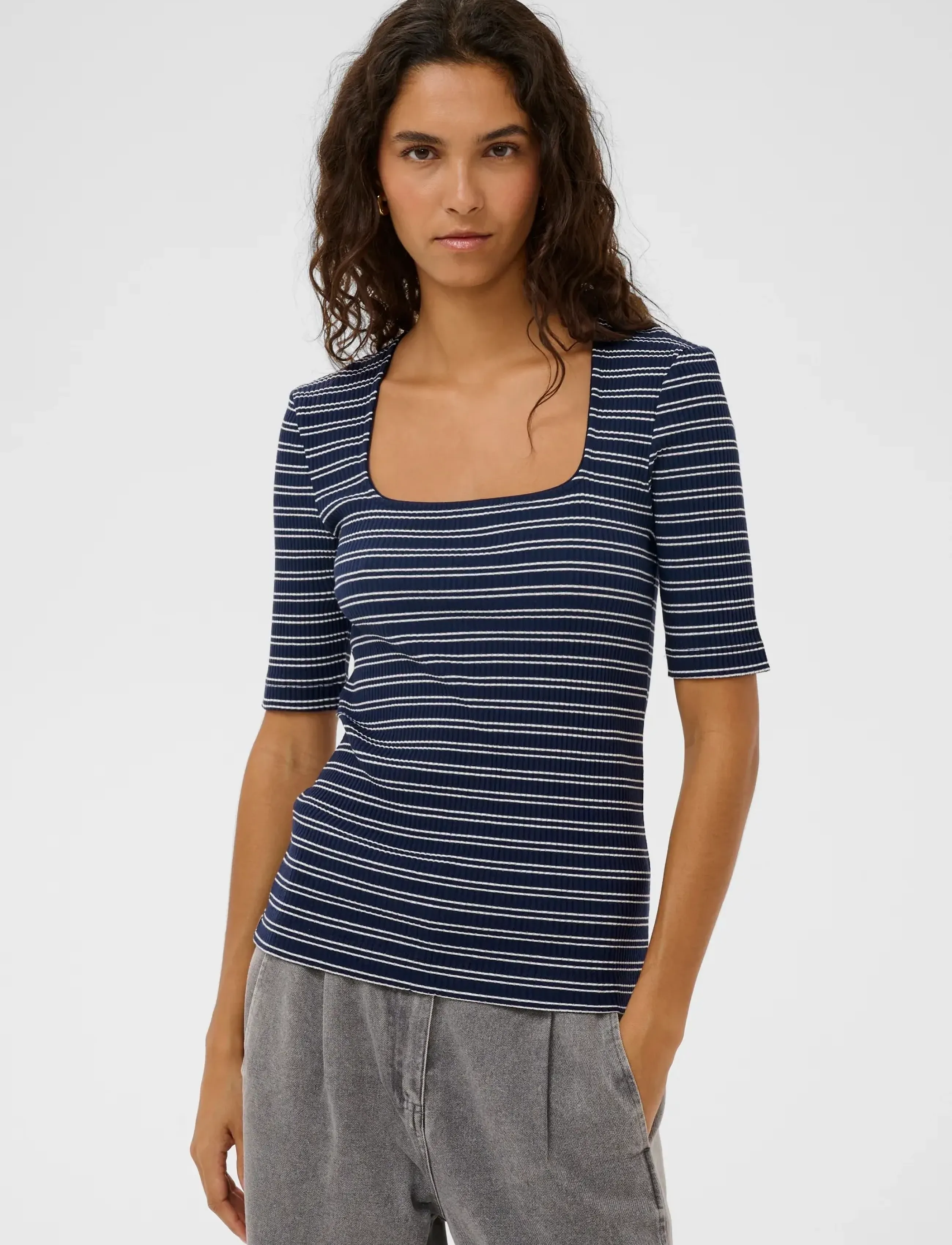 Soaked SLSimone Striped Tee - Soaked in Luxury - INDIA INK STRIPE / multi