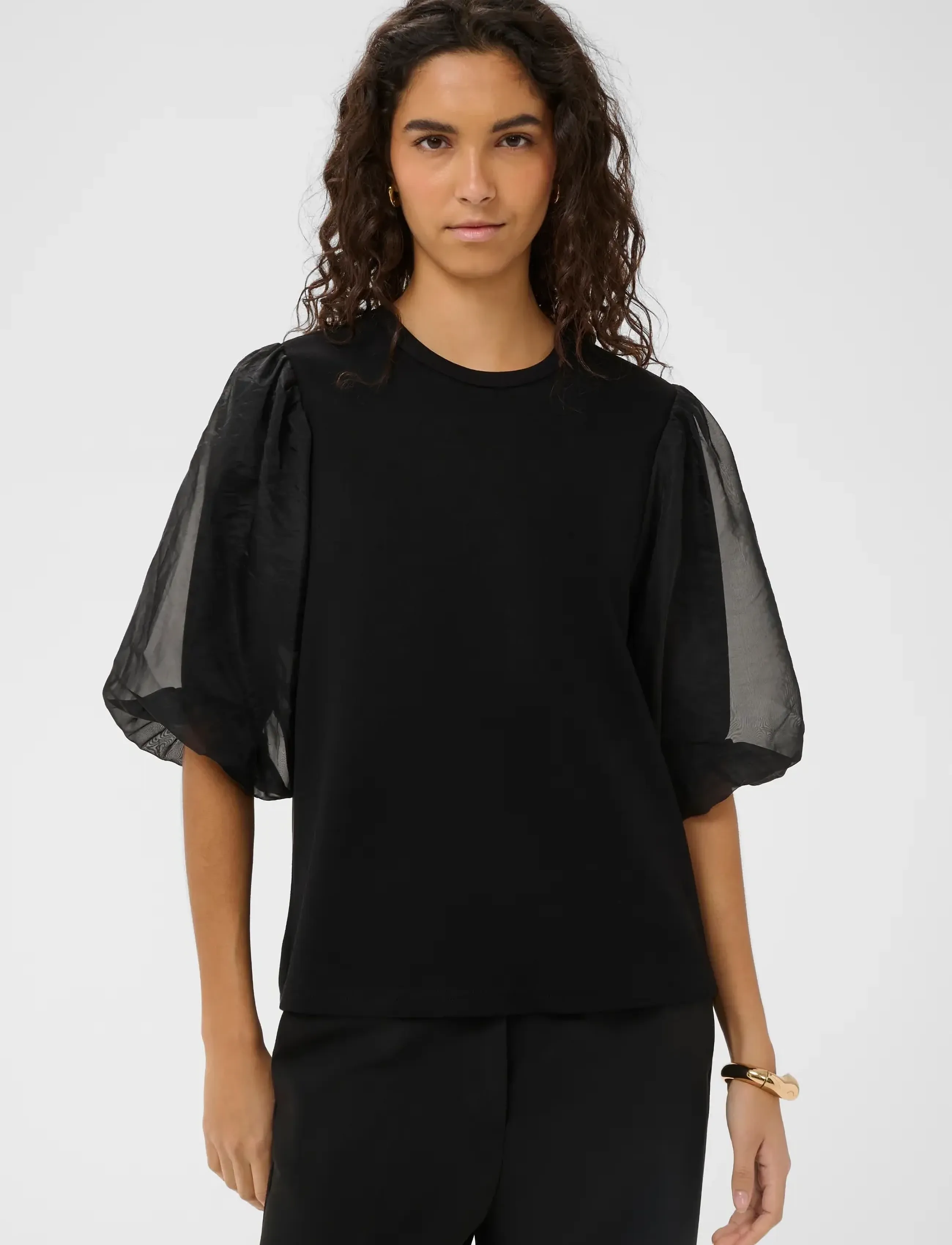 Soaked SLMarigold Puff Tee - T-shirts & Tops - BLACK / black