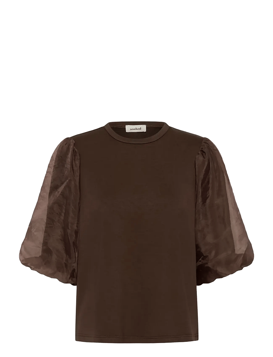 Soaked - SLMarigold Puff Tee - t-shirts - chocolate brown - 1