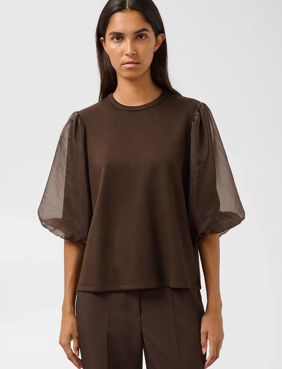 Soaked - SLMarigold Puff Tee - t-shirts - chocolate brown - 0