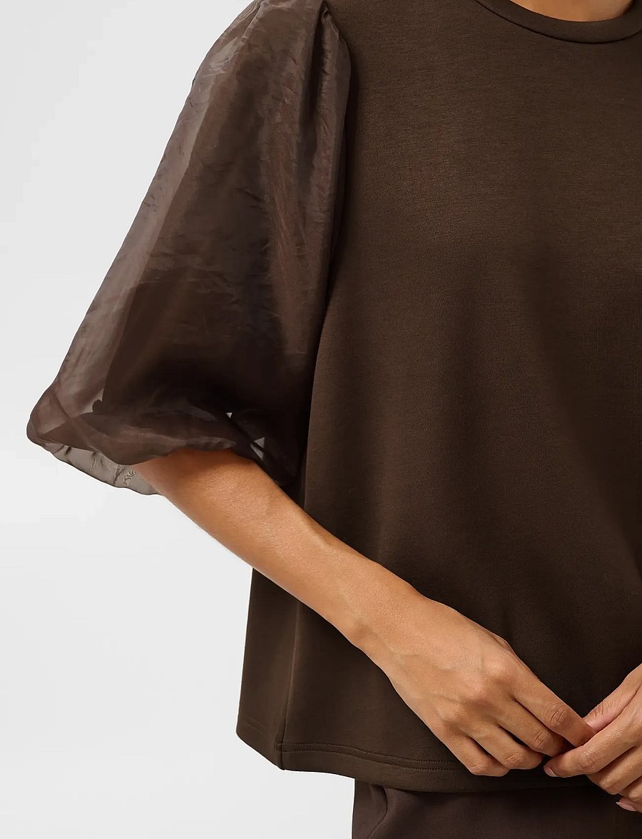 Soaked - SLMarigold Puff Tee - t-shirts - chocolate brown - 5