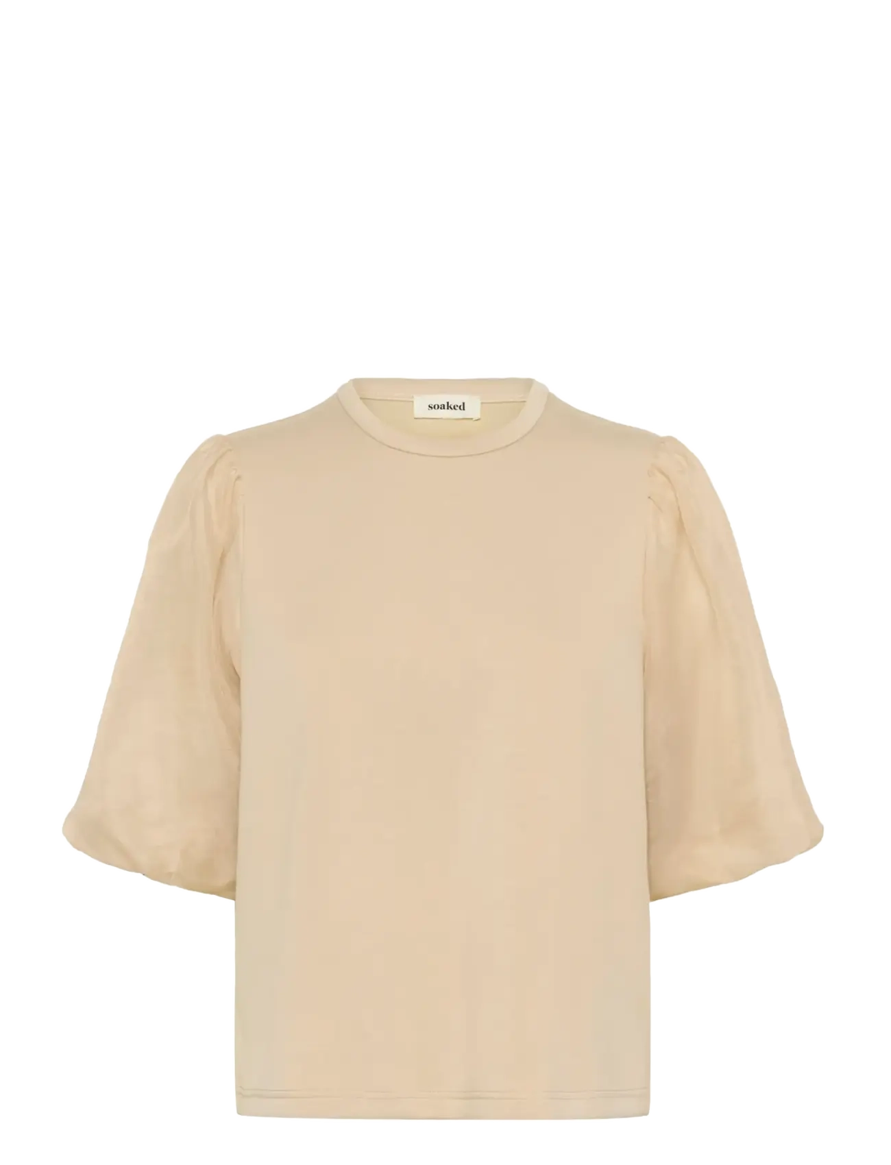 Soaked SLMarigold Puff Tee - Tøj - WHITE PEPPER / beige