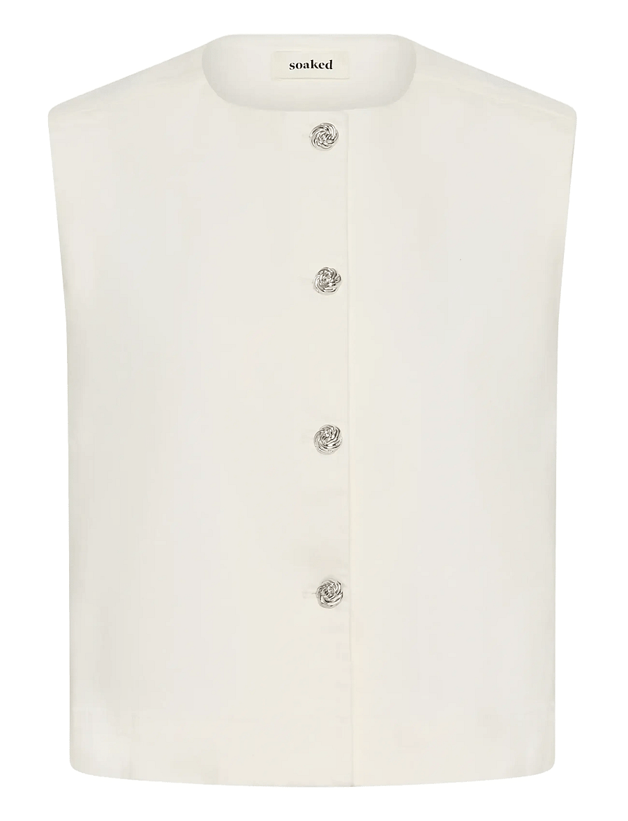 Soaked - SLRina Waistcoat - stickade västar - whitecap gray - 1