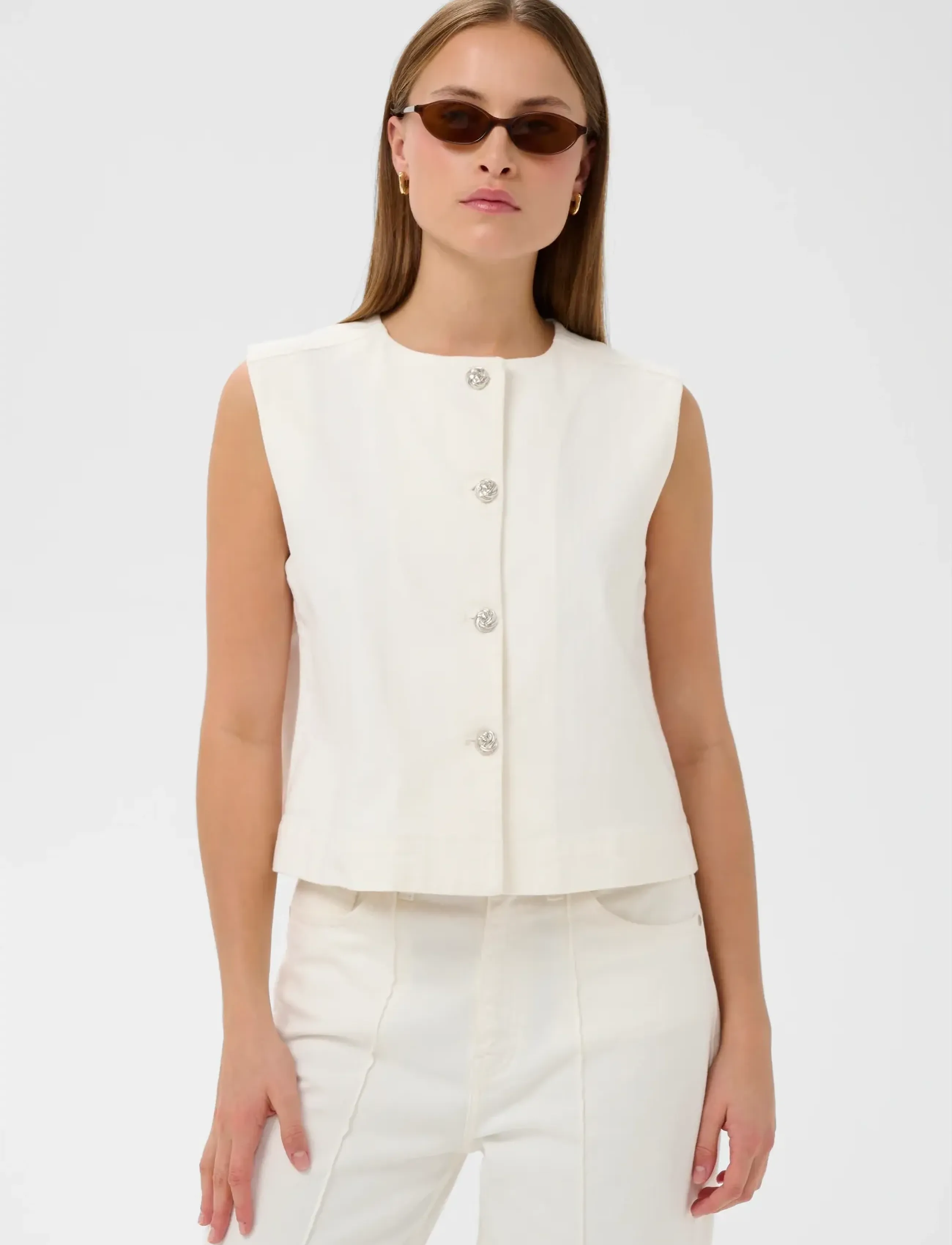 Soaked Slrina Waistcoat, XS, Westen, Weiß - Knitted Frauen