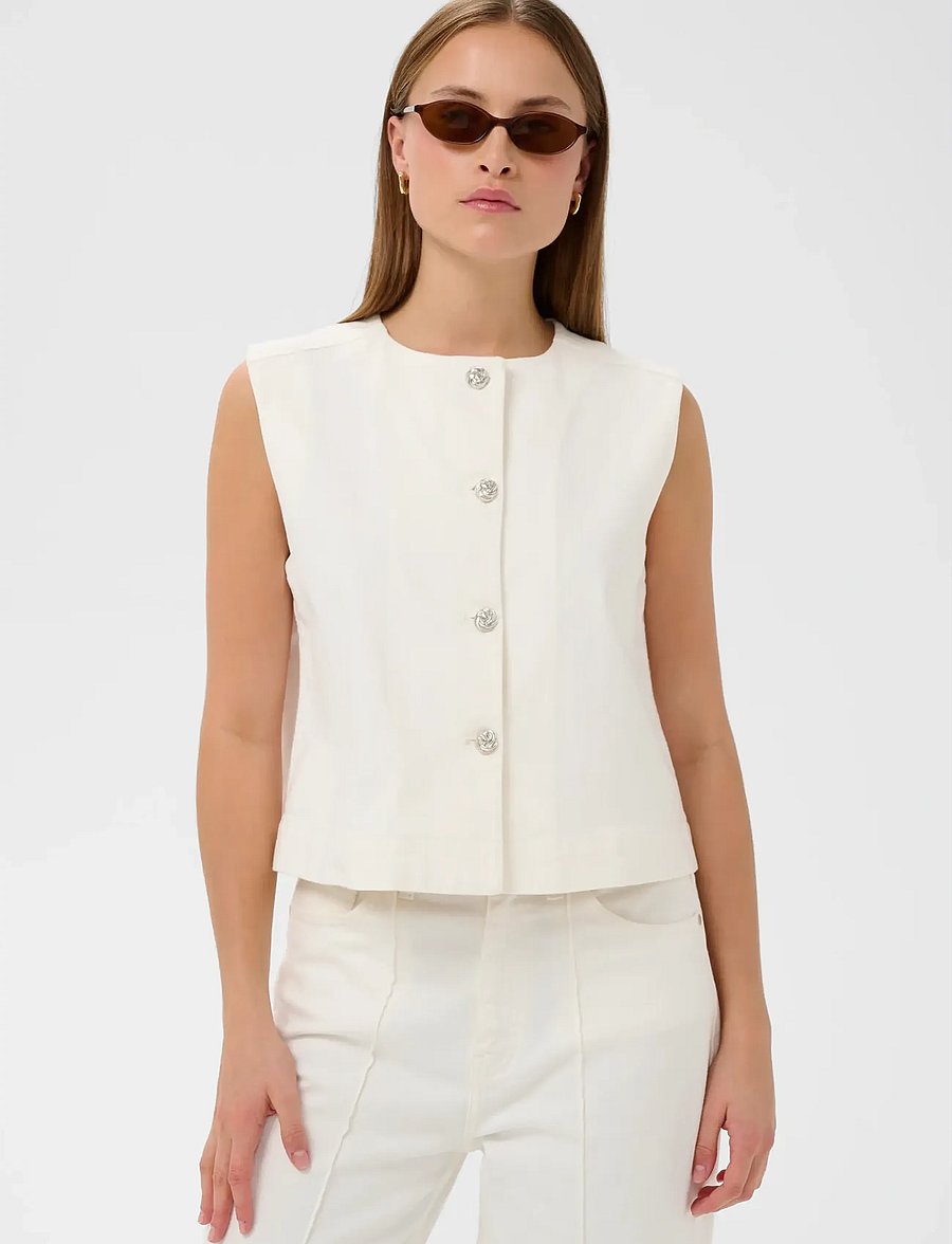 Soaked - SLRina Waistcoat - stickade västar - whitecap gray - 0