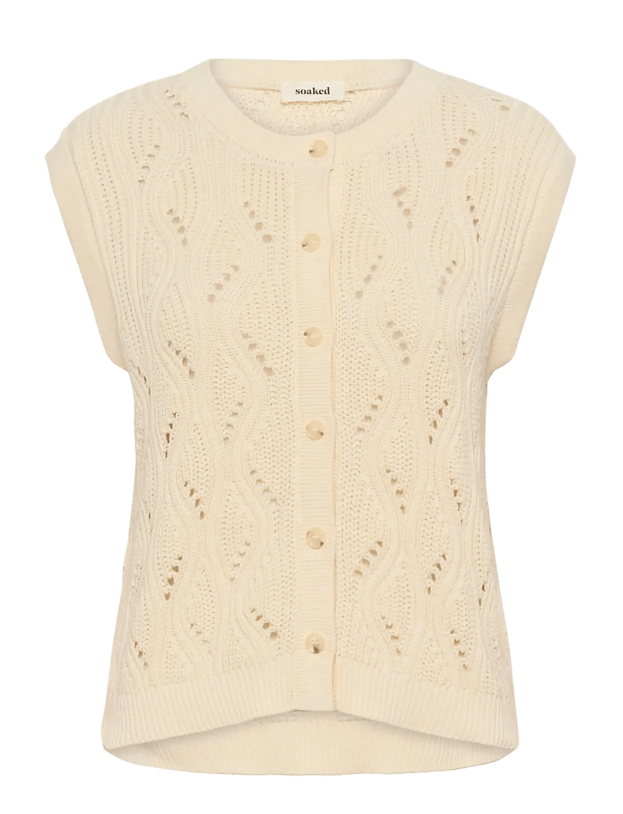 Soaked - SLRava Nanna Vest - stickade västar - whisper white - 1