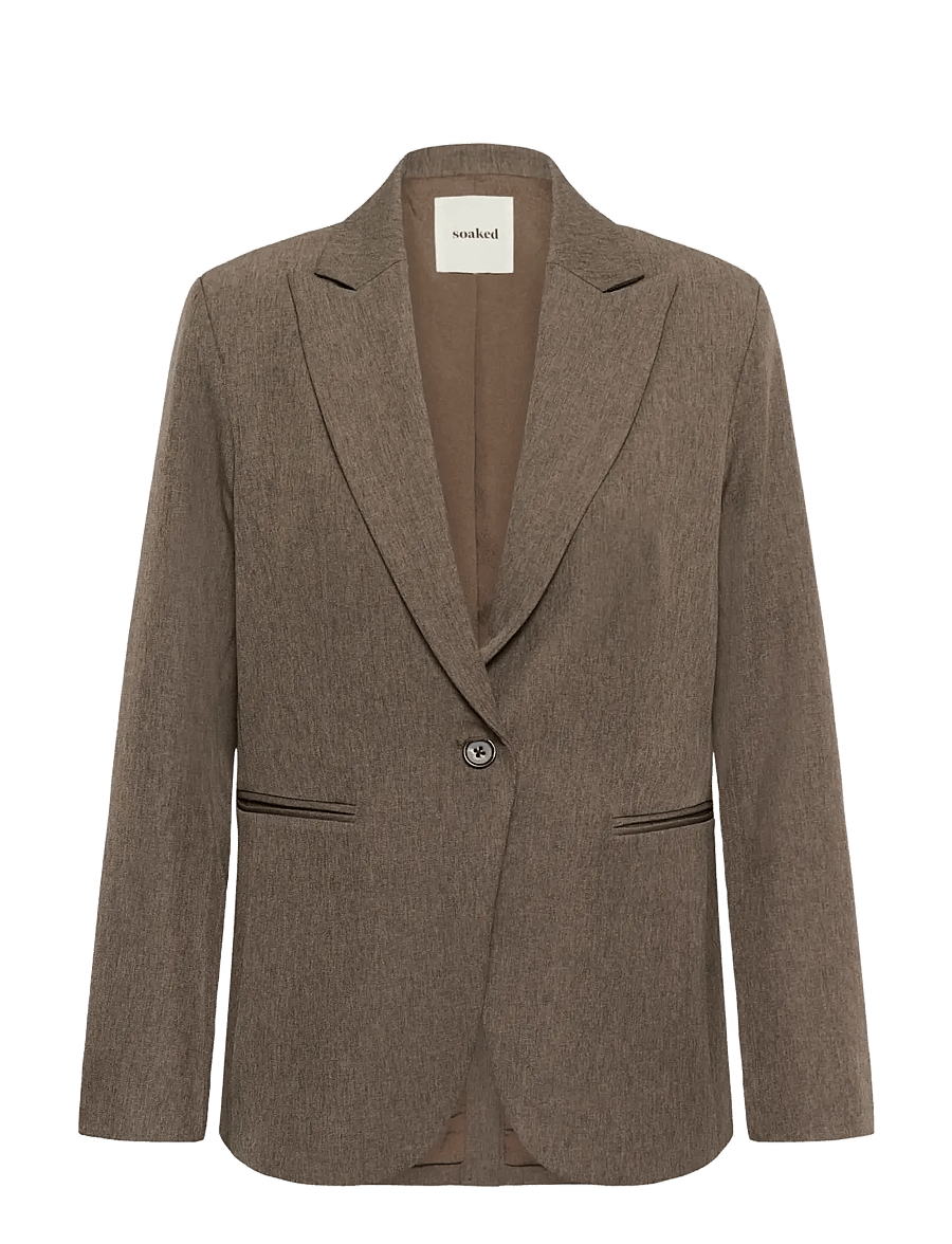 Soaked - SLLilu Corinne Short Blazer - enkeltradede blazere - walnut melange - 1