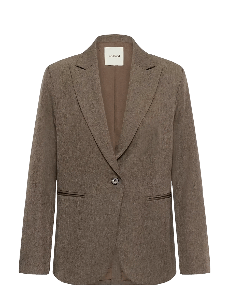 Soaked - SLLilu Corinne Short Blazer - enkeltradede blazere - walnut melange - 1