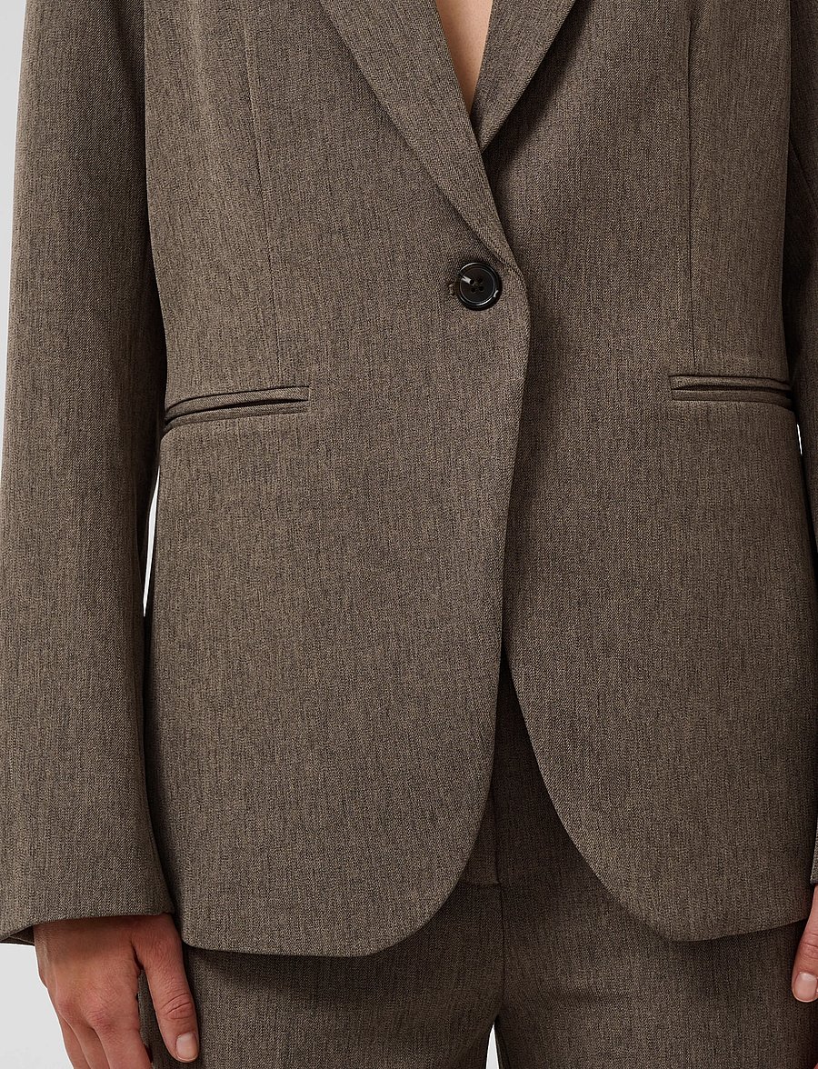 Soaked - SLLilu Corinne Short Blazer - enkeltradede blazere - walnut melange - 5