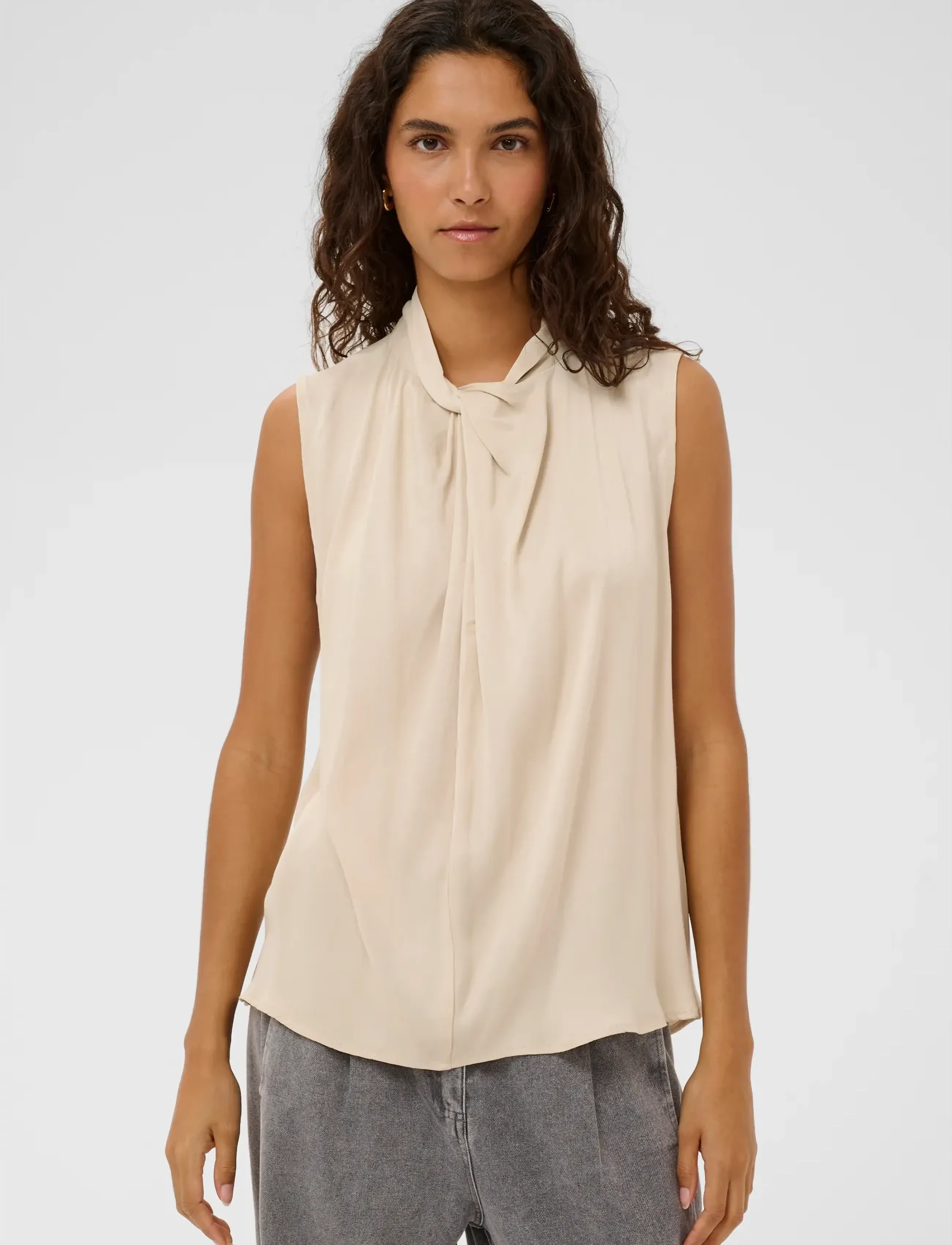 Soaked in Luxury SLNadeya Miria Top - Ärmlösa blusar - OATMEAL / beige