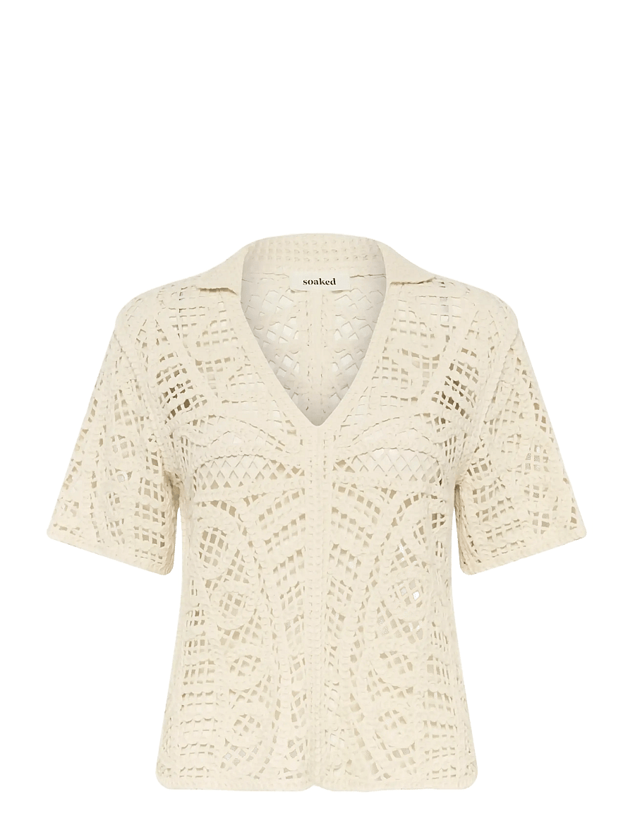 Soaked - SLAnamy Polo Blouse - kortærmede bluser - turtledove - 1