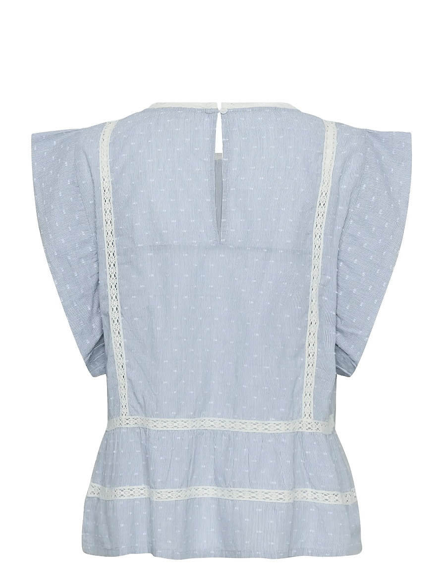 Soaked - SLAster Top - stutterma blússur - blue dobby - 2