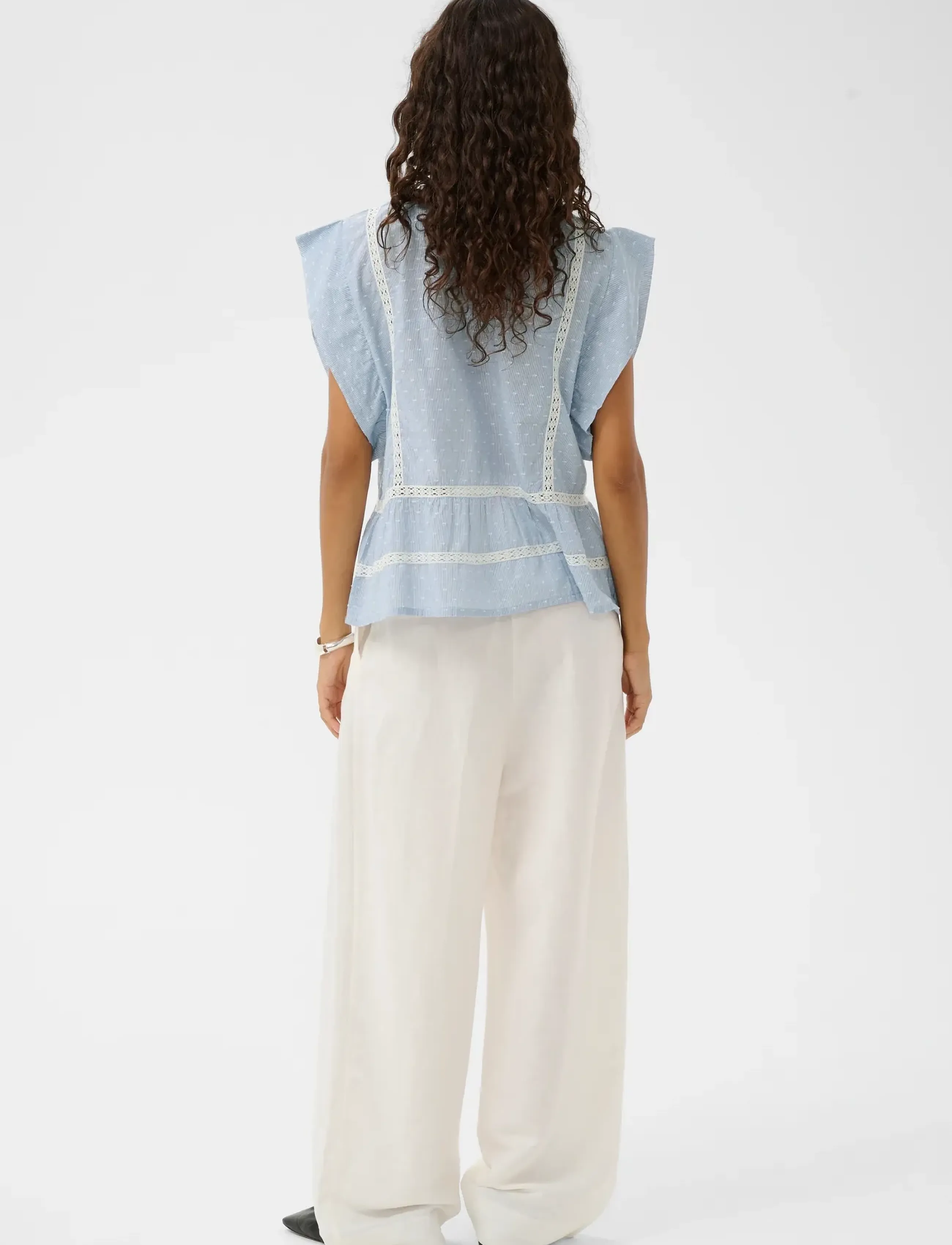 Soaked - SLAster Top - short-sleeved blouses - blue dobby - 4